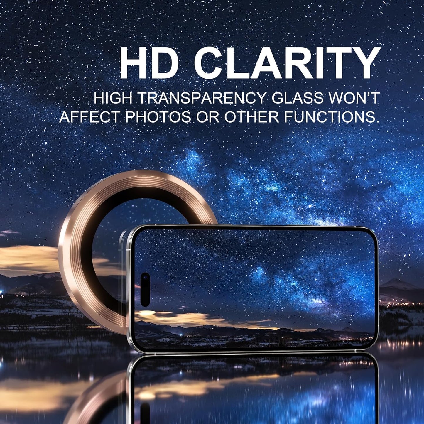 AIG Camera Lens Protector for iPhone 16 Pro/Pro Max β 9H Glass, Metal Ring - Desert Titanium