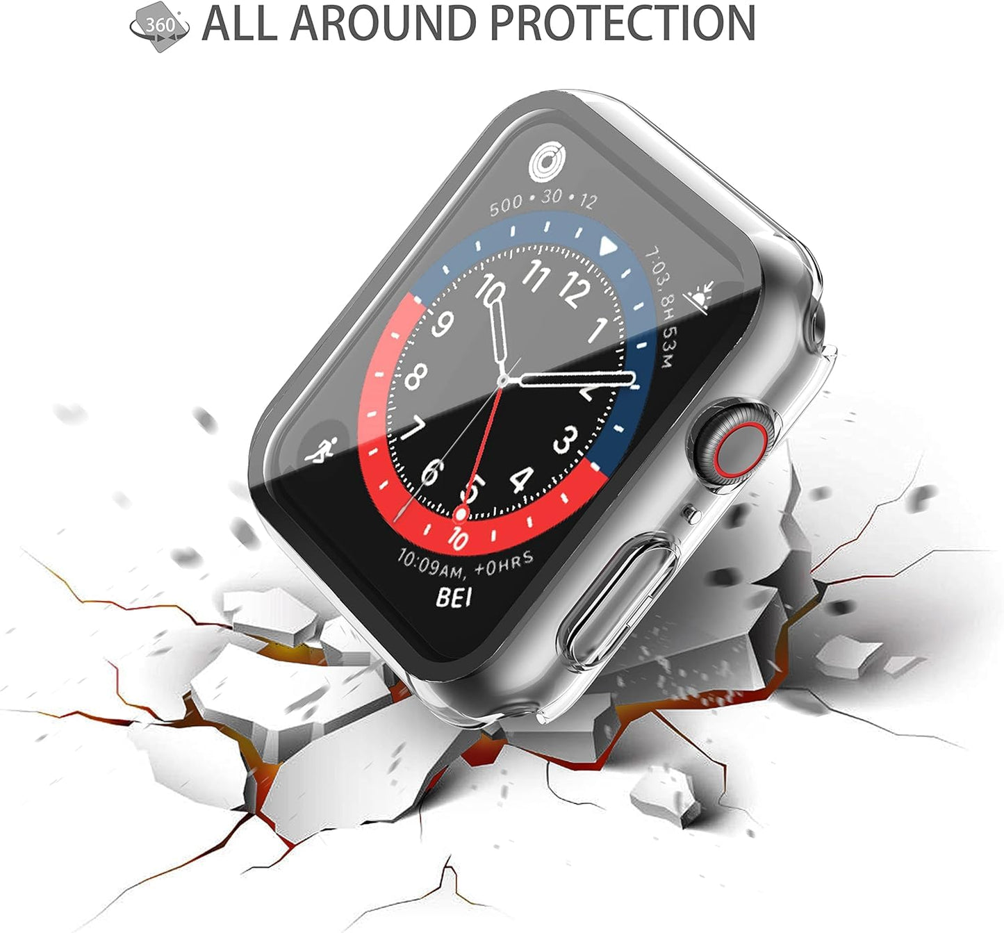 AIG 2-Pack Apple Watch 45mm Case with Tempered Glass β Series 9/8/7, Ultra-Thin Transparent Cover