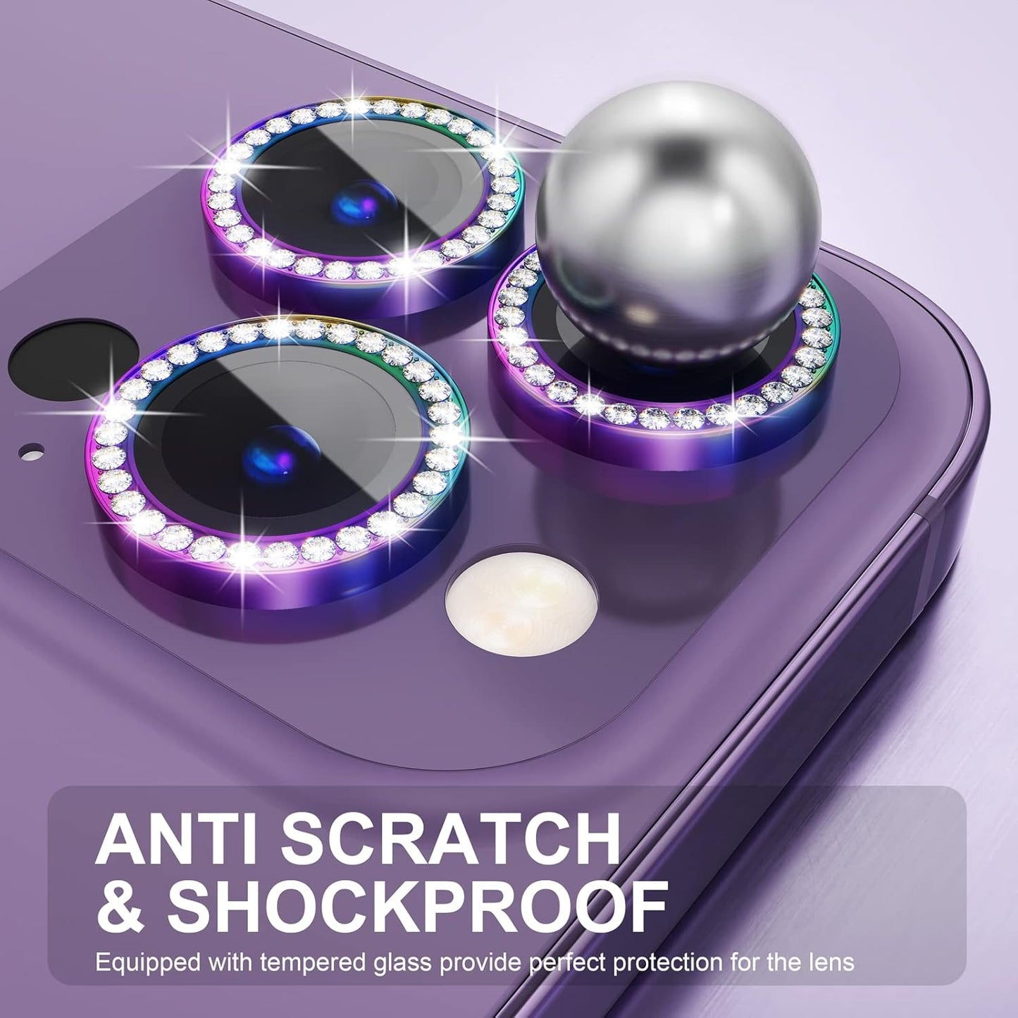 AIG iPhone 14 Pro/14 Pro Max Camera Lens Protector Bling – Colorful Diamond