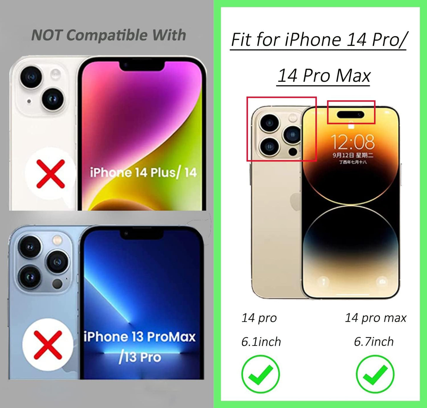 AIG 3 Pack Camera Lens Protector for iPhone 14 Pro/Pro Max – Ultra Clear Glass (Transparent)