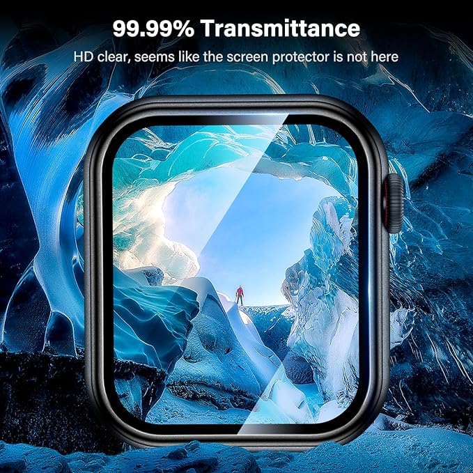 AIG 1 Pack Apple Watch 45mm Screen Protector Titanium Bumper + Tempered Glass, Series 9/8/7, Black