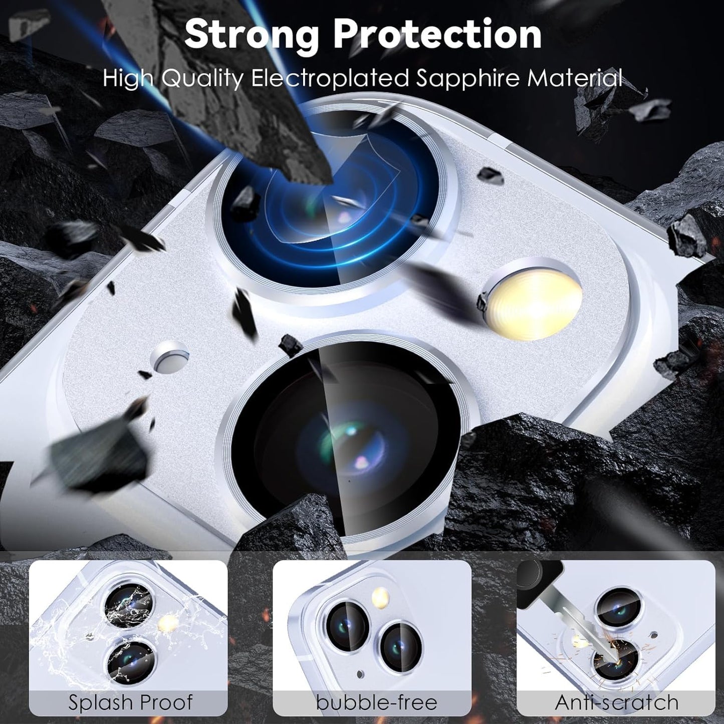 AIG iPhone 15/15 Plus Camera Lens Protector Metal 9H Tempered Glass Lens Screen Protector Rings – BLUE JOINT