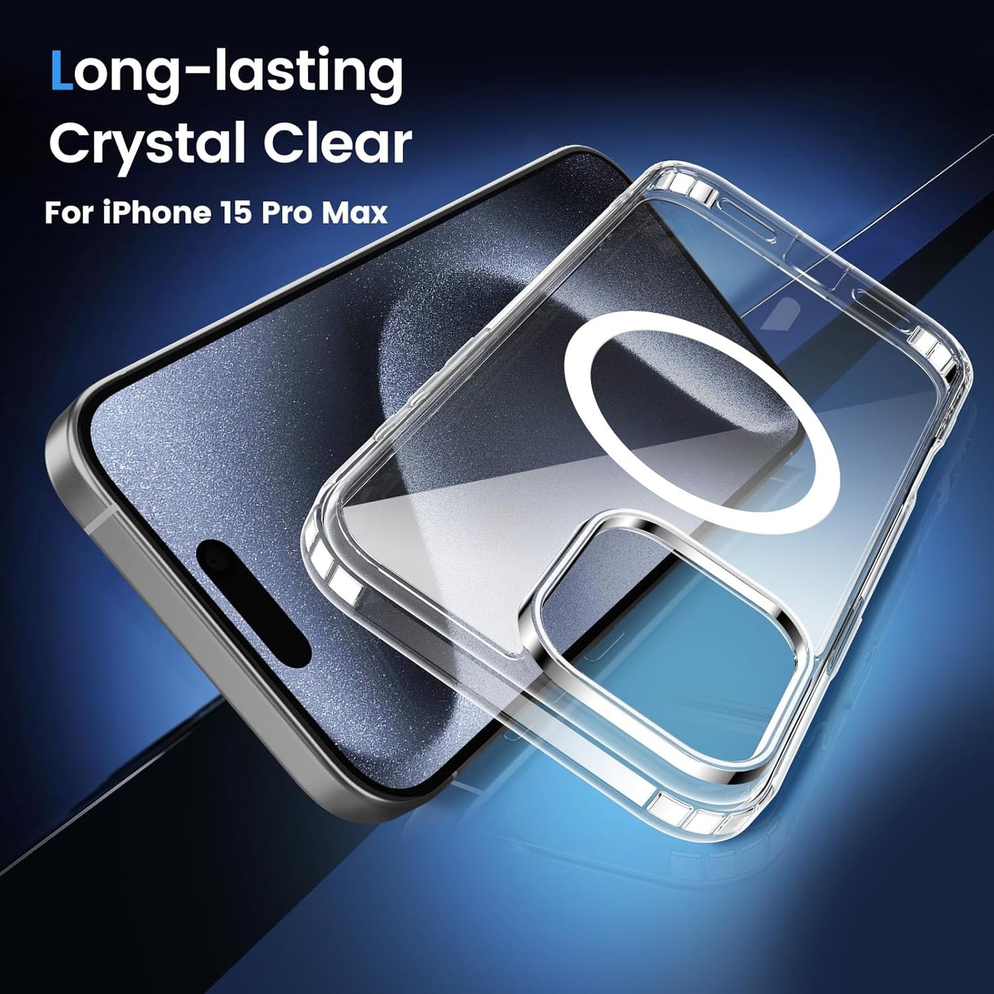 AIG Clear Case for iPhone 15 Pro Max – MagSafe Compatible, Anti-Yellowing, Military-Grade Protection