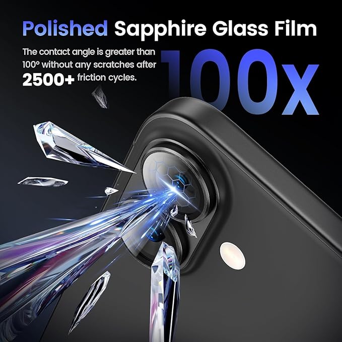 AIG Camera Lens Protector for iPhone 16 / 16 Plus – Tempered Glass with Metal Frame - Black Joint