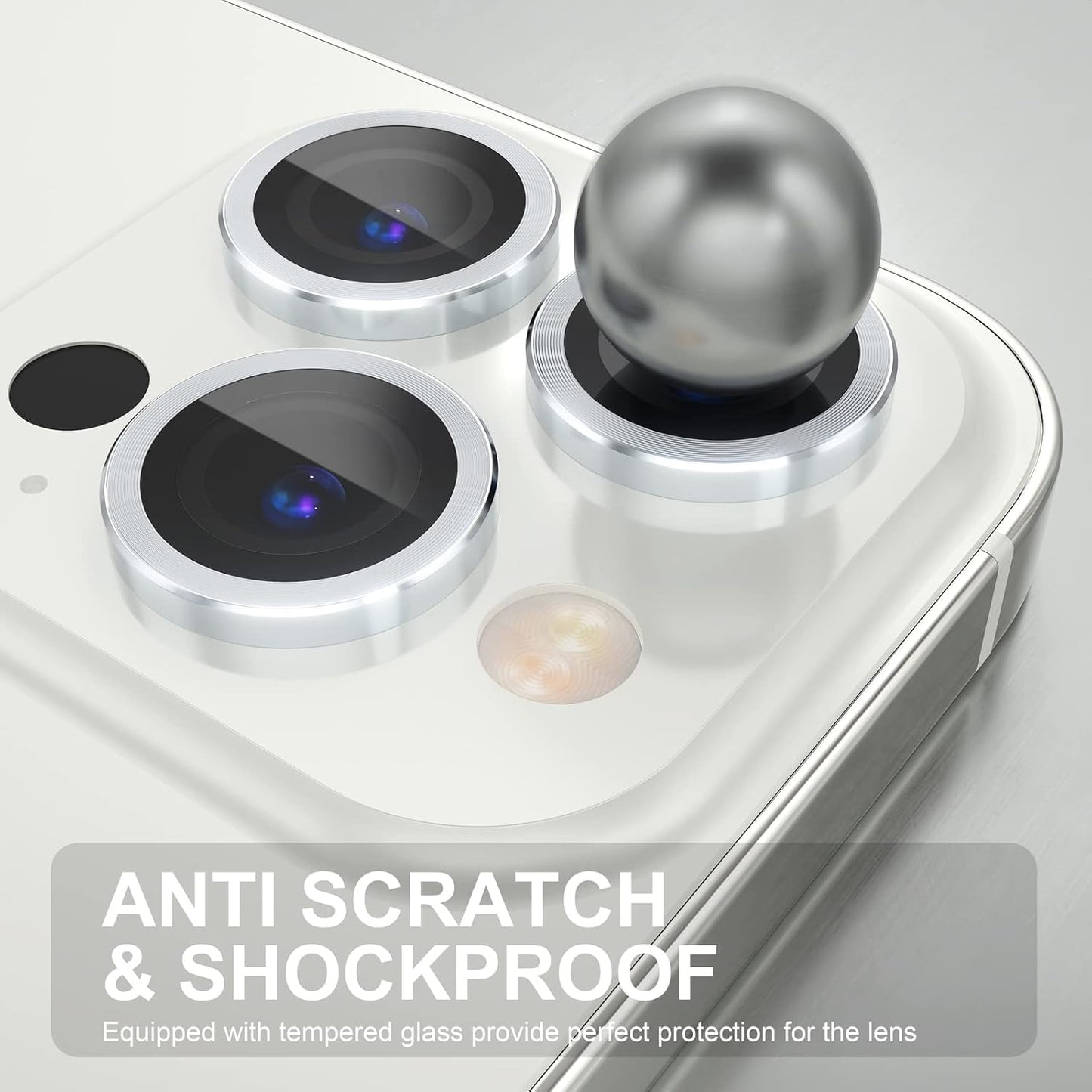 AIG iPhone 14 Pro/14 Pro Max Camera Lens Protector Bling – Silver