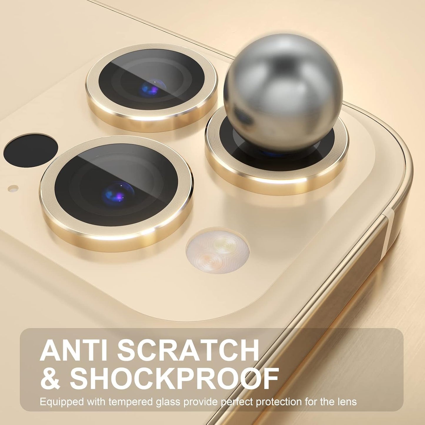 AIG iPhone 14 Pro/14 Pro Max Camera Lens Protector Bling – Gold