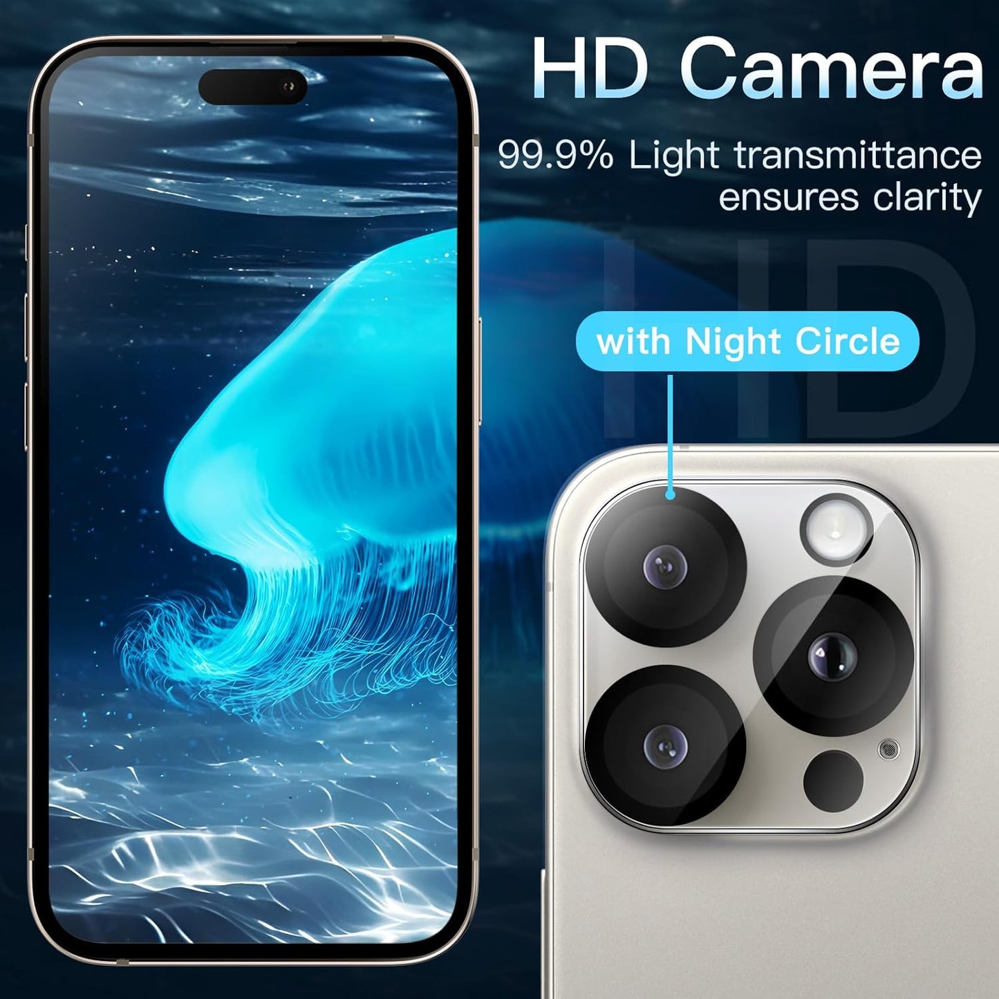 AIG Camera Lens Protector for iPhone 16 Pro/16 Pro Max (3-Pack, HD Clear, 9H Glass)