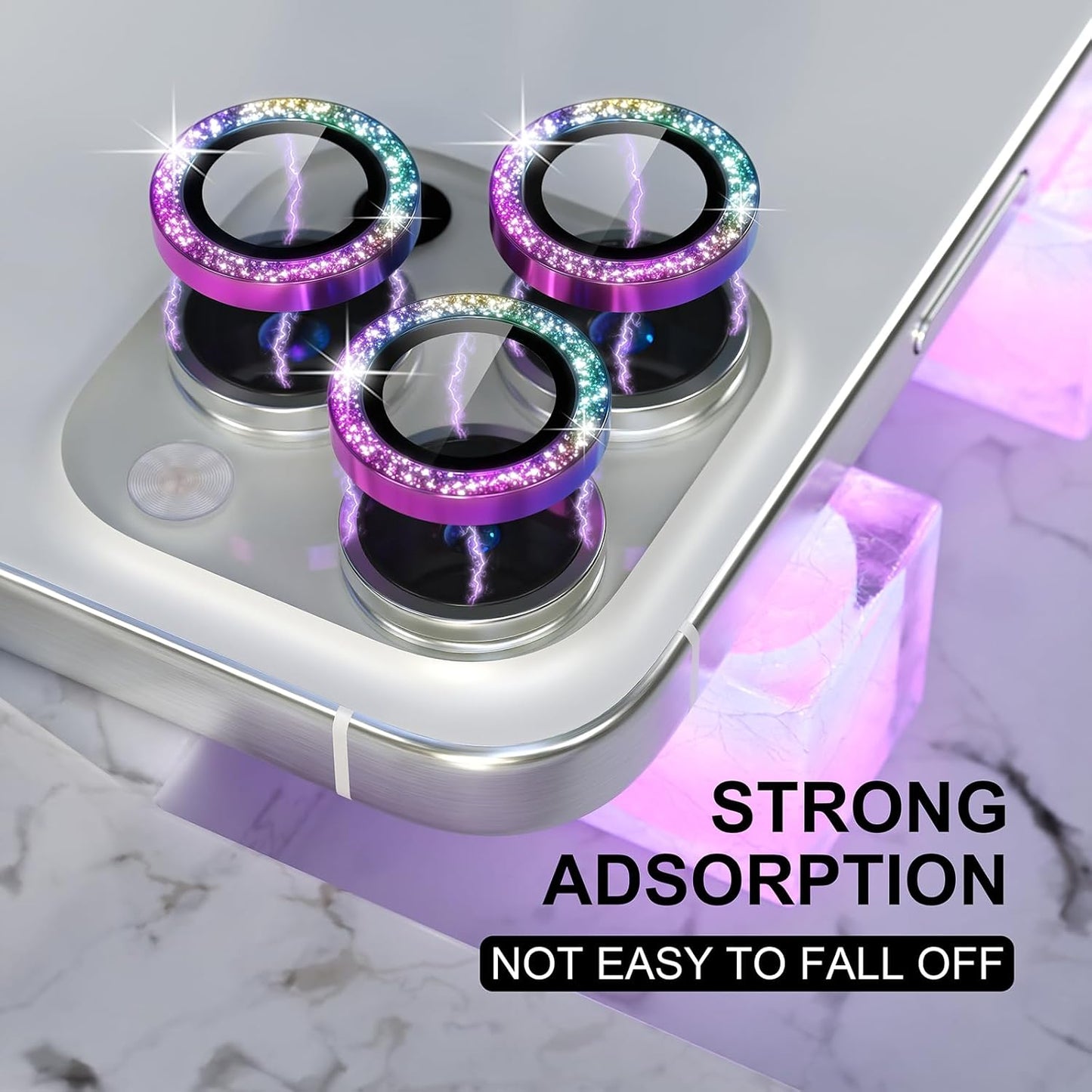AIG iPhone 16 Pro/16 Pro Max Camera Lens Protector Bling – Glitter colourful