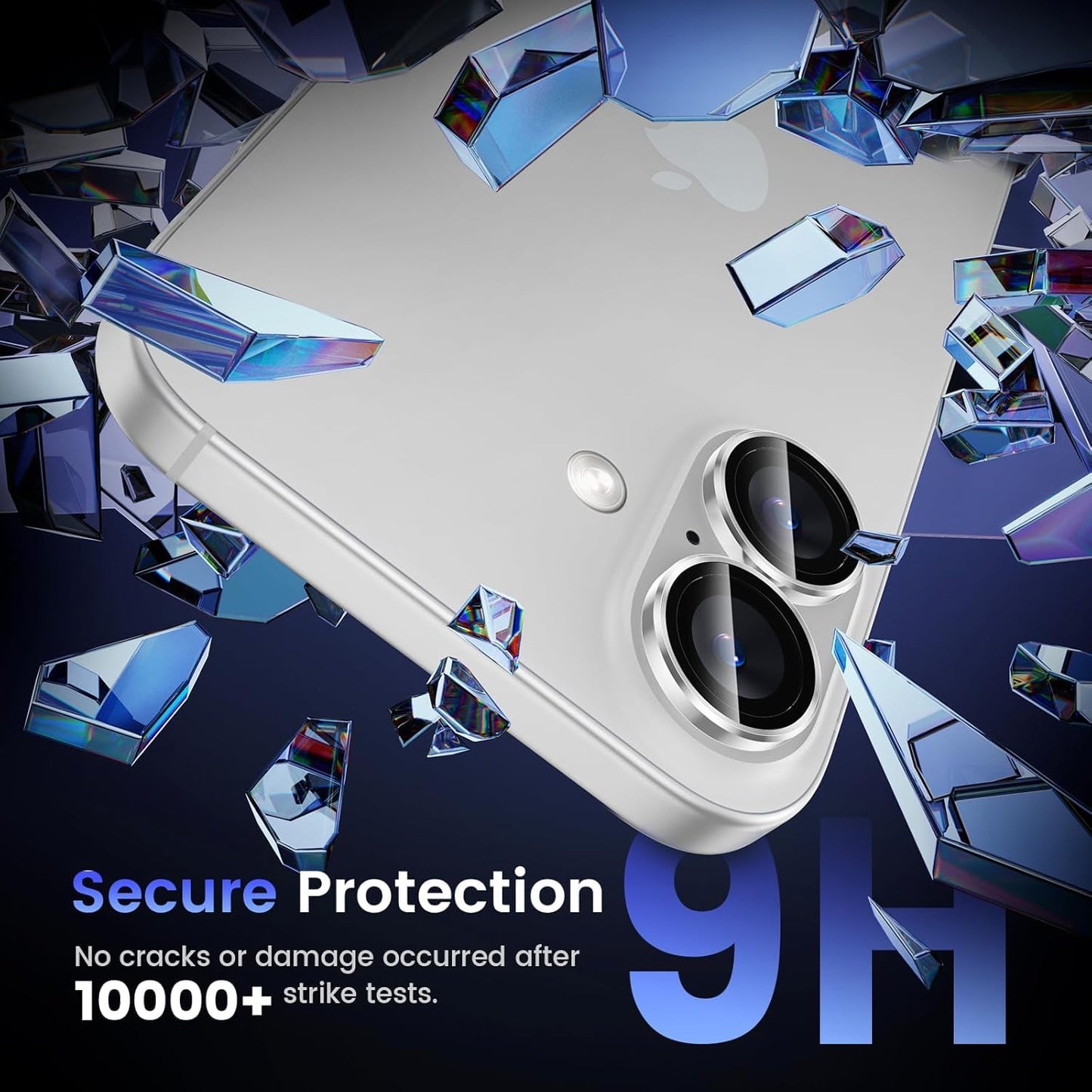 AIG Lens Protector for iPhone 16/16 Plus, 9H Glass - Silver