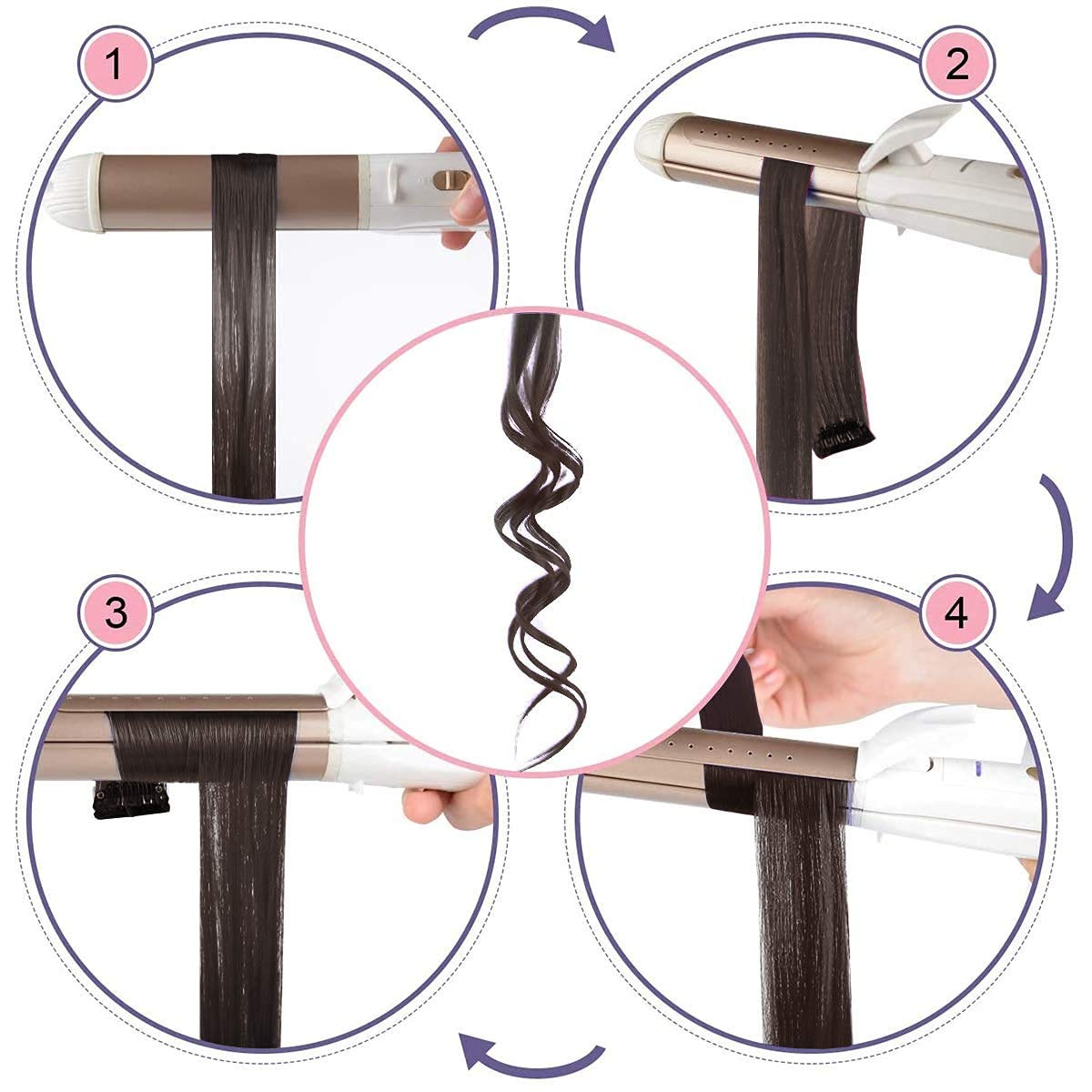 AIG 22-Inch Black Clip-In Hair Extensions – Synthetic Straight Highlight Streaks (Pack of 2)