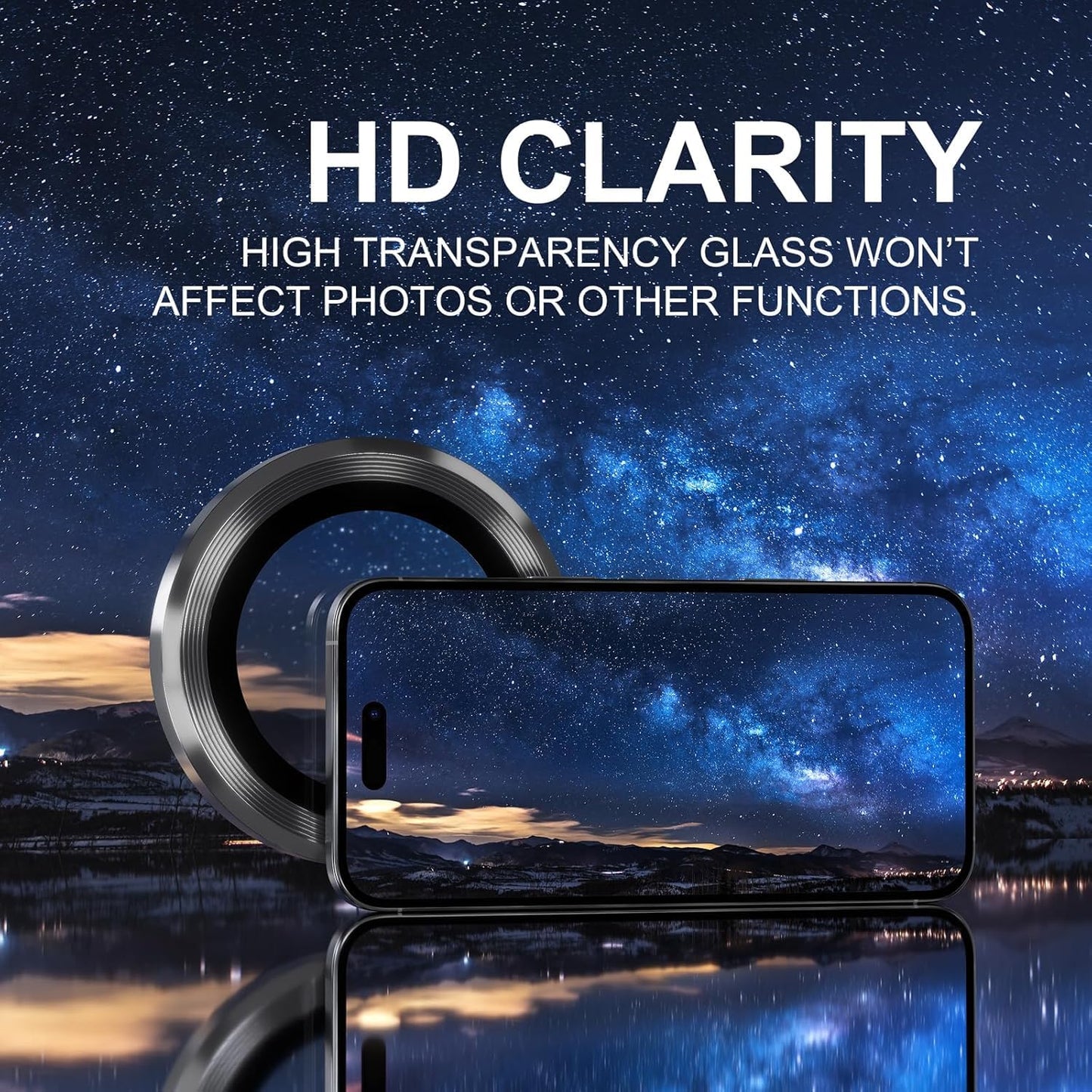 AIG iPhone 16 Pro/Pro Max Camera Lens Protector with Metal Ring 9H Tempered Glass β Black
