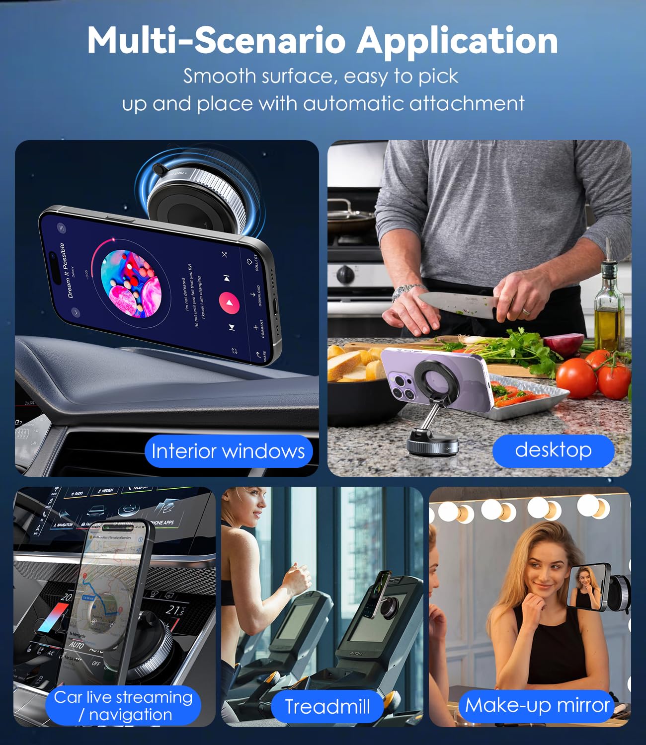 AIG 360° Rotating Magnetic Car Phone Holder – Dashboard Mount with Locking Base & Strong Magnet Grip, Universal Compatibility