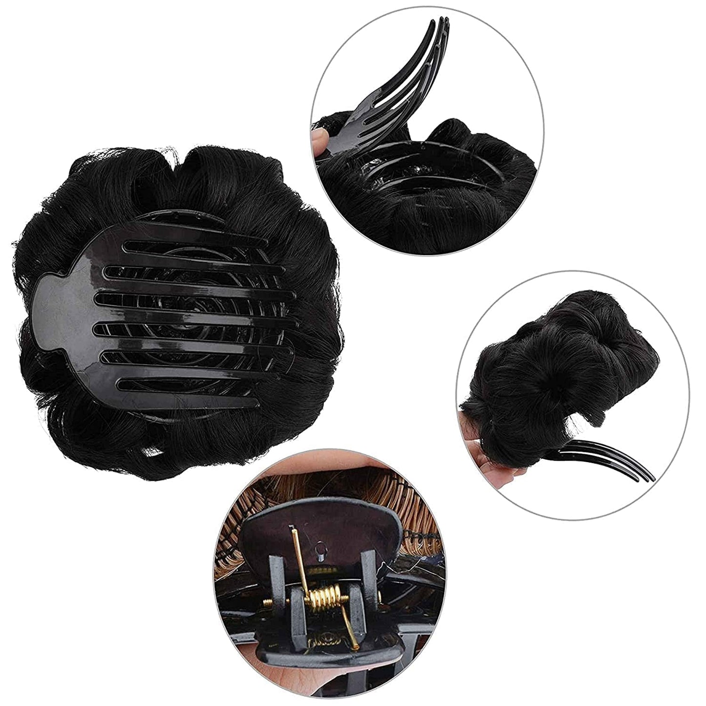 AIG Messy Hair Bun – Natural Black Panja Hair Extension for Women & Girls