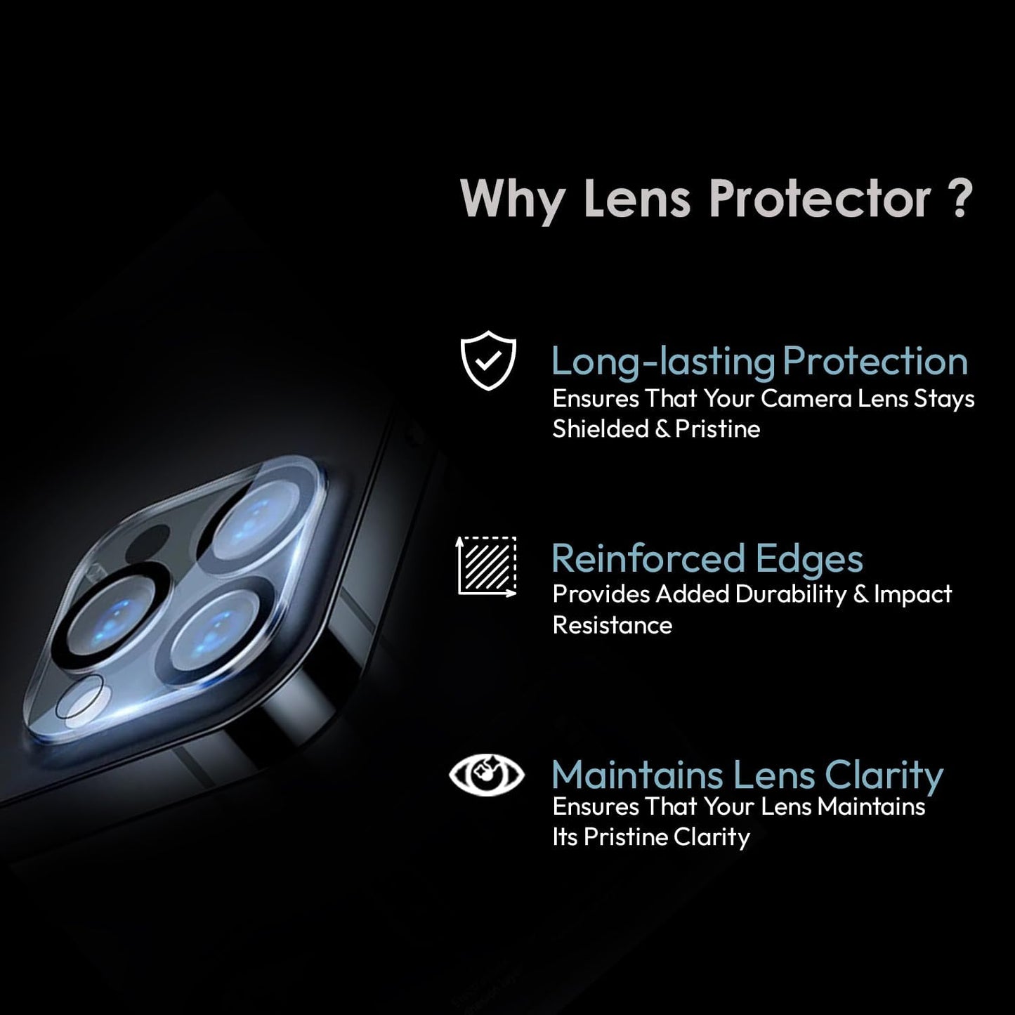 AIG Camera Lens Protector Compatible with iPhone 15 Pro & 15 Pro Max, 9H Tempered Glass Camera Cover, Ultra HD, Anti-Scratch, Case Friendly (Transparent)