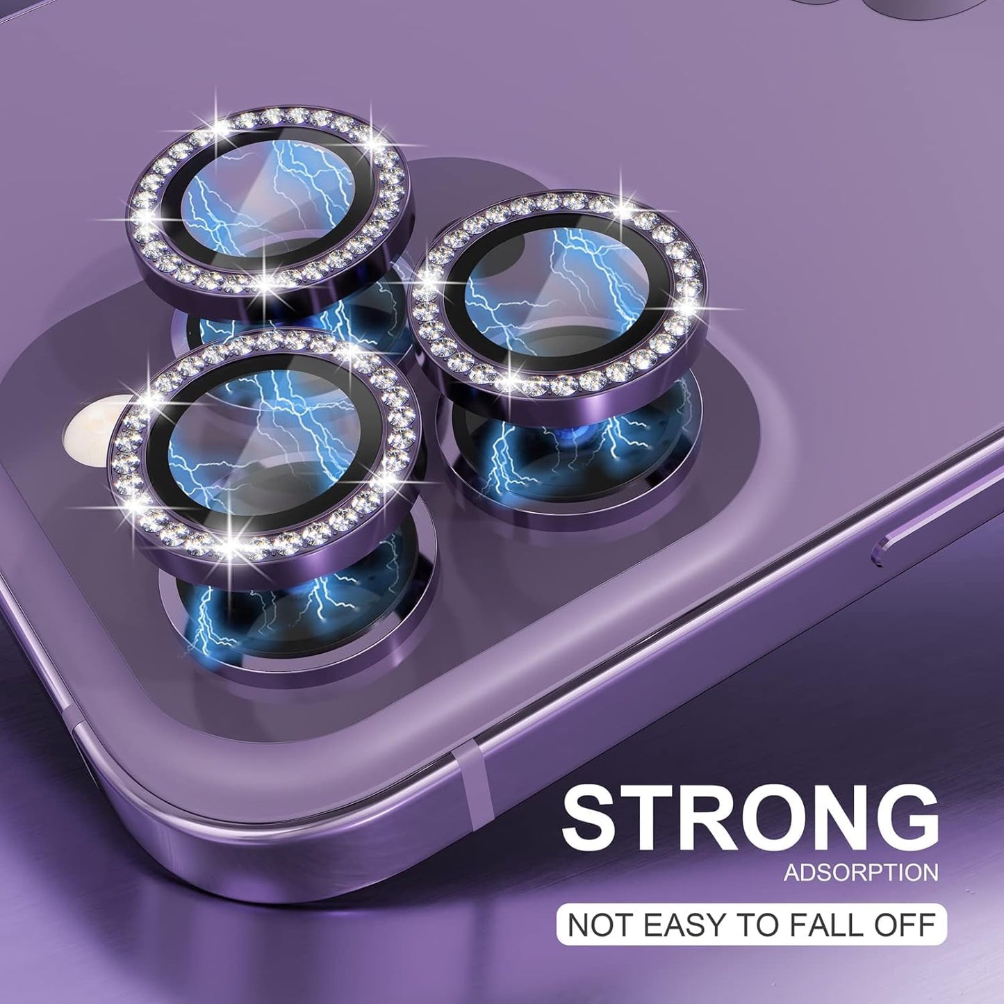 AIG Camera Lens Protector for iPhone 14 Pro/14 Pro Max β 9H Glass with Metal Ring β PURPLE DIAMOND