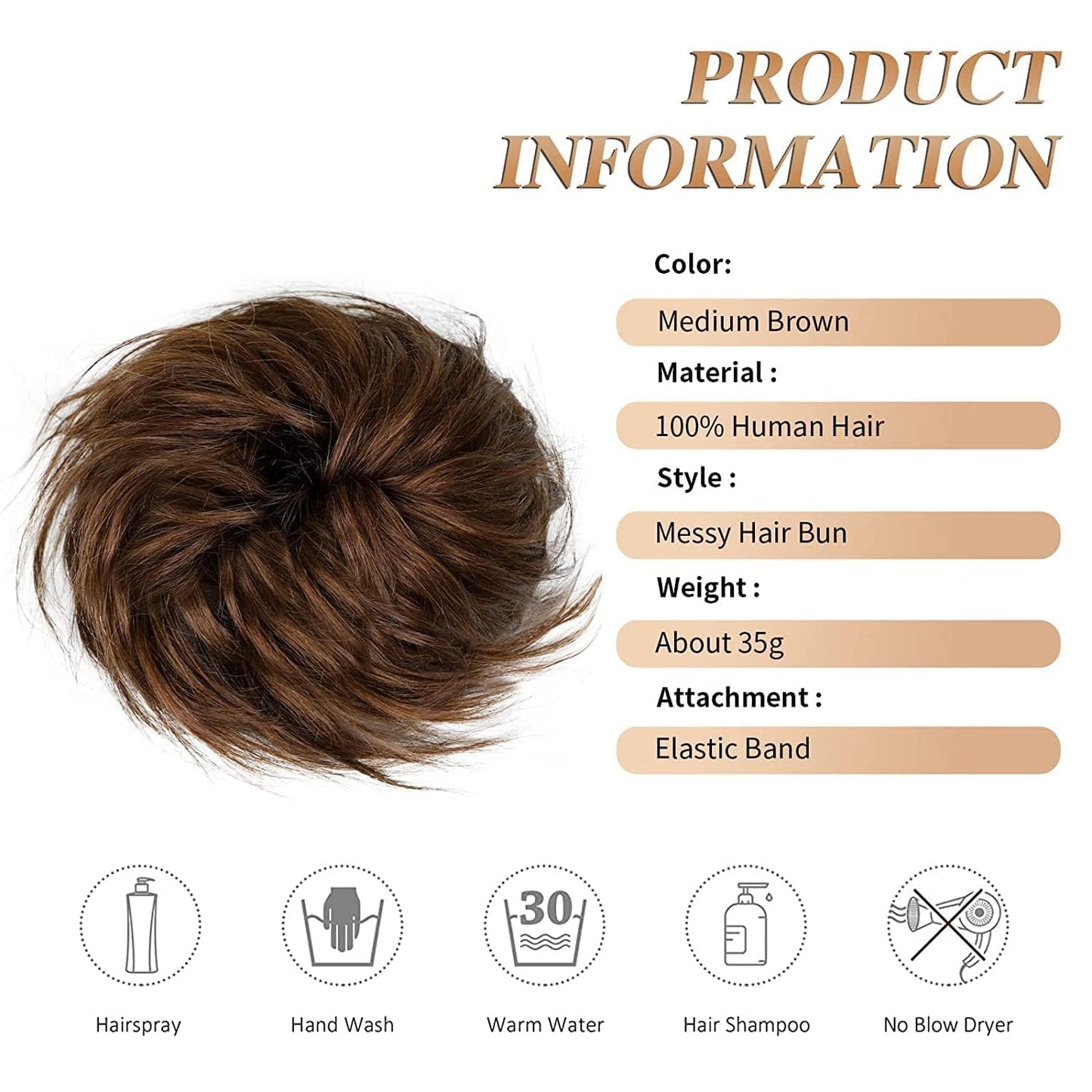 AIG Messy Hair Bun – Natural Brown Hair Extension for Women & Girls
