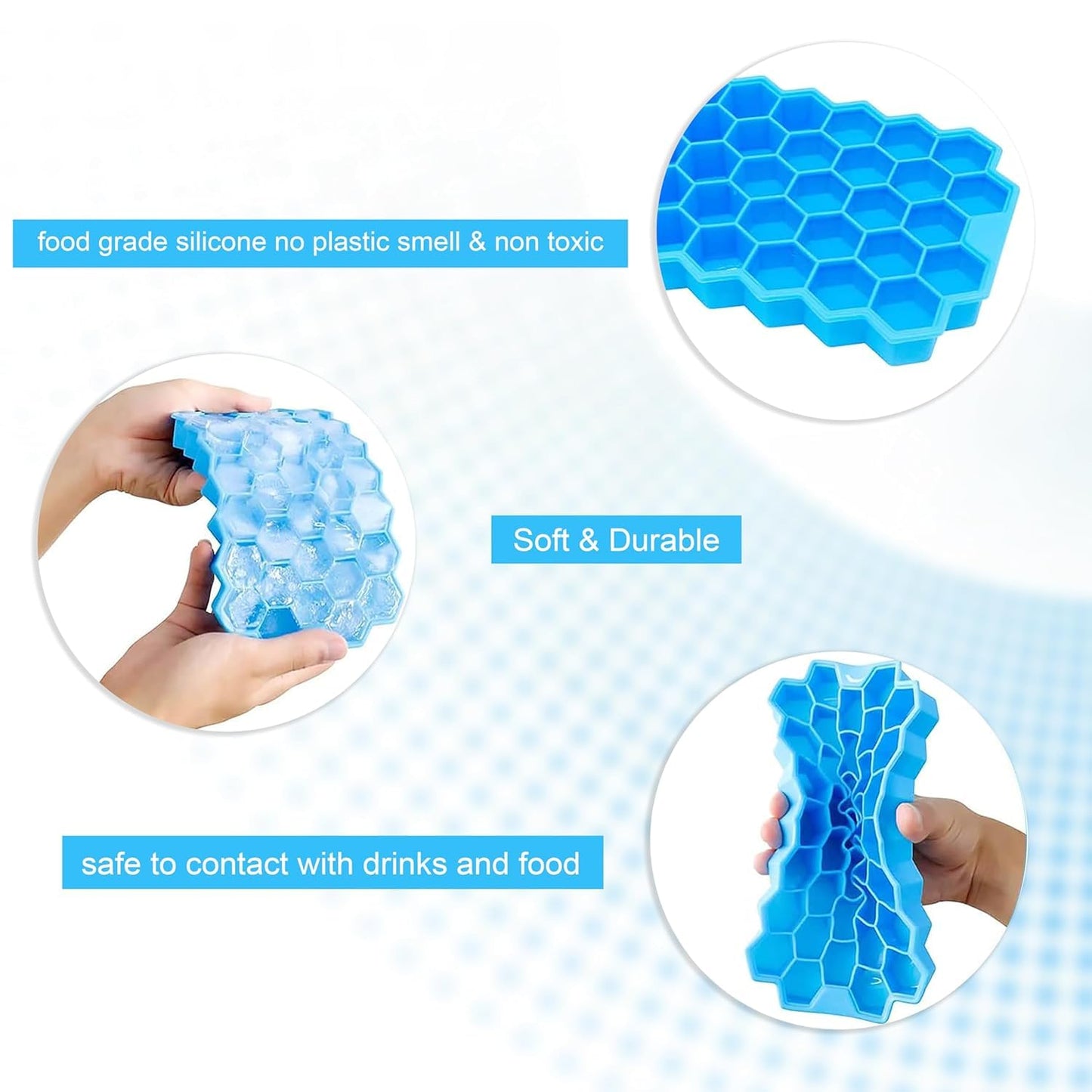 AIG Honey Cone Ice Cube Tray with Lid β Pack of 3, Freezer Safe