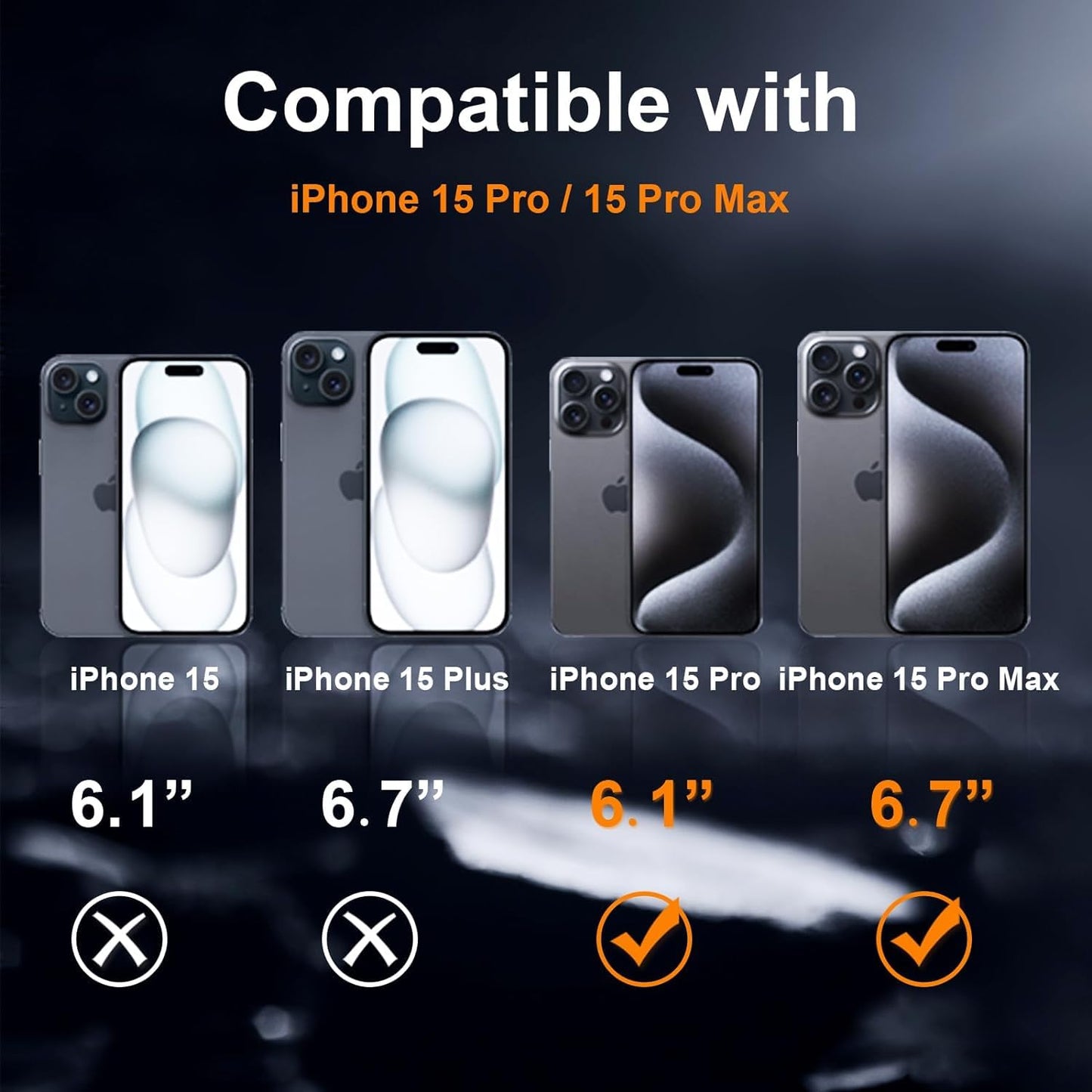 AIG Camera Lens Protector for iPhone 15 Pro/15 Pro Max & 14 Pro/ 14 Pro Max– 9H Glass, Metal Rings, HD Clear, Blue Joint