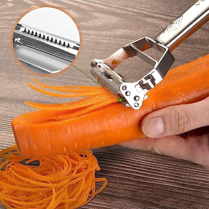 AIG Stainless Steel 3-in-1 Vegetable Peeler & Julienne Cutter – Multi-Functional Kitchen Tool for Carrot, Cucumber, Potato & More