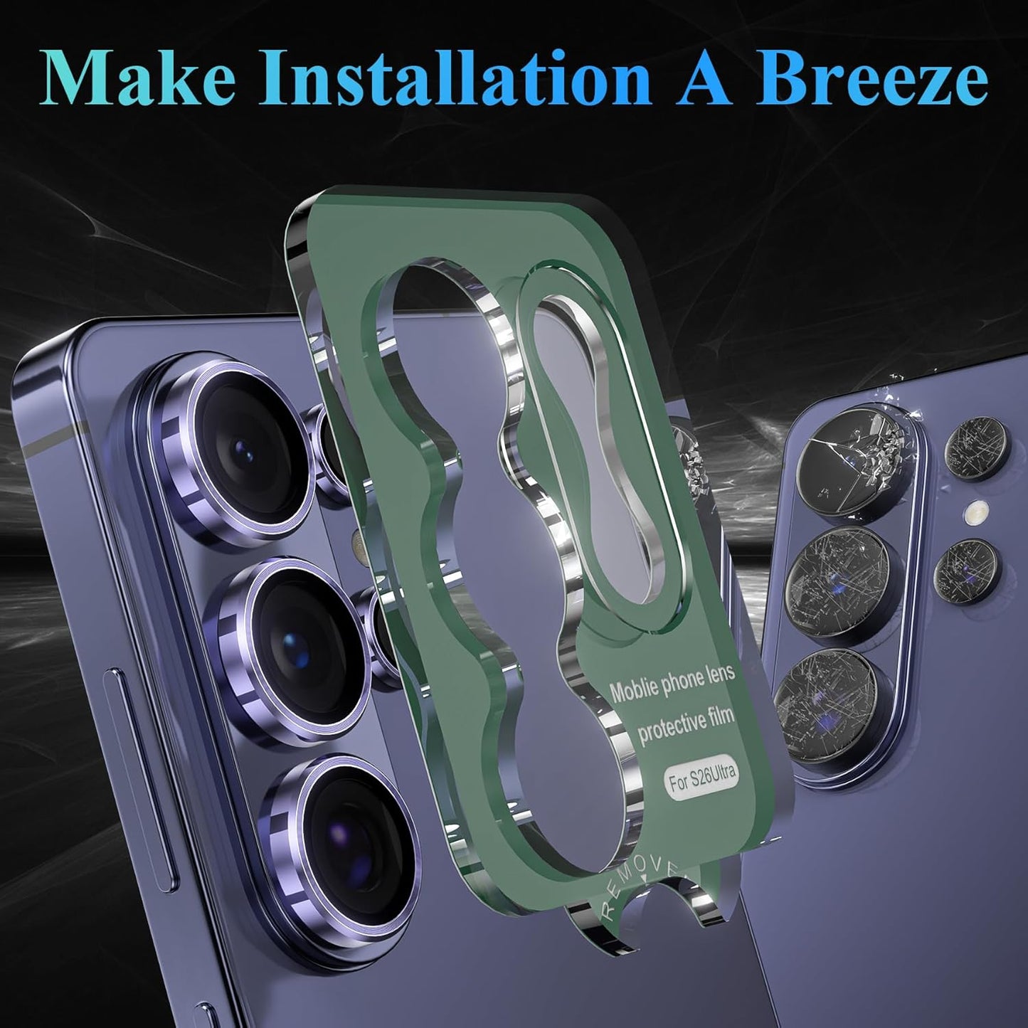 AIG Camera Lens Protector for Samsung Galaxy S26 Ultra – 9H Tempered Glass + Aluminium Alloy Lens Ring, Ultra HD Scratch Protection, Purple