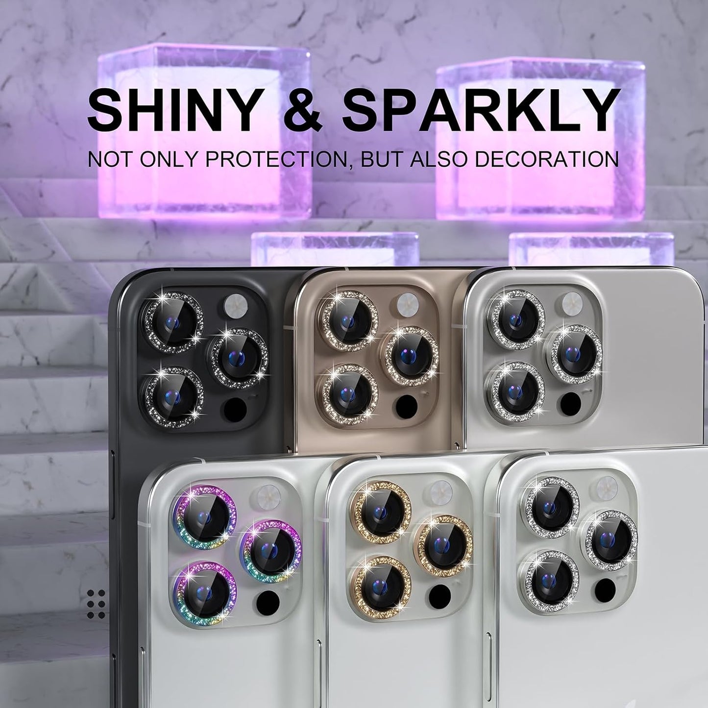 AIG iPhone 16 Pro/16 Pro Max Camera Lens Protector Bling – Glitter colourful