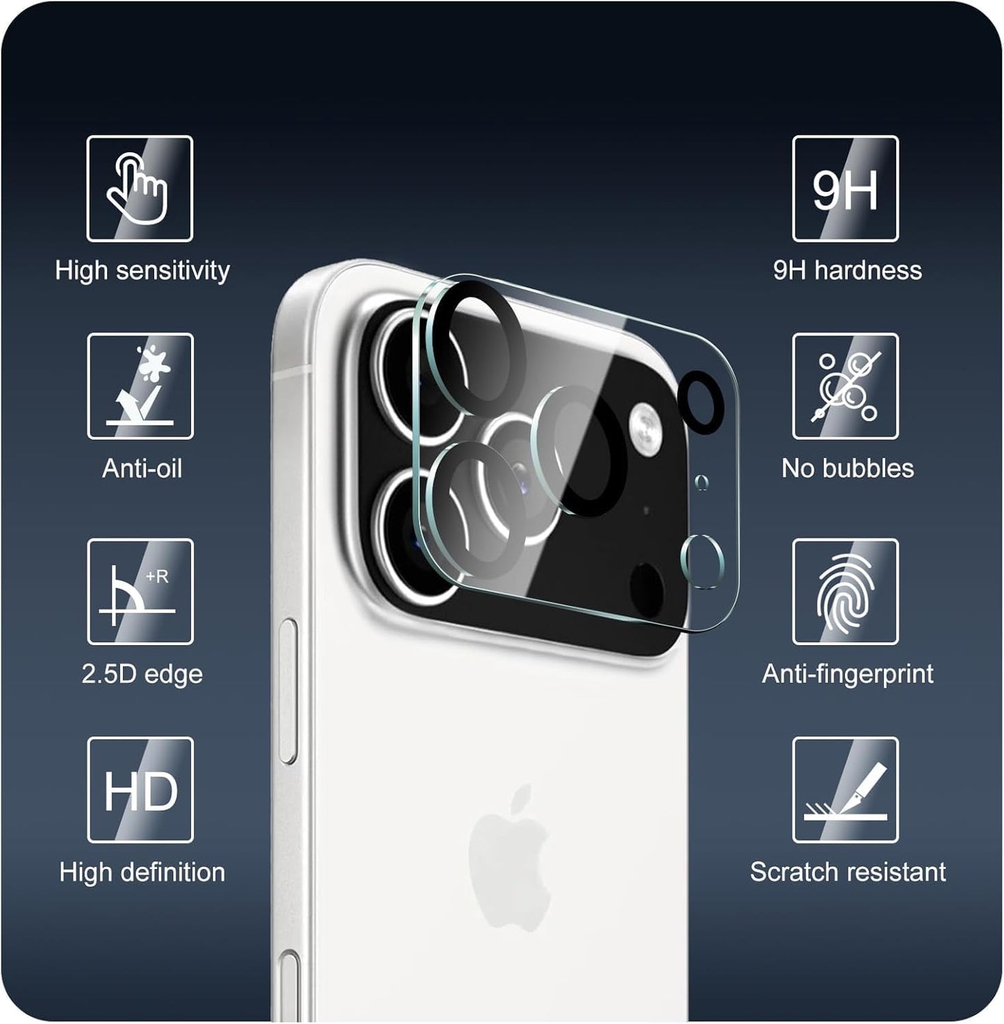 AIG (02 Pack) Camera Lens Protector for iPhone 17 Pro/Pro Max –9H Tempered Glass with Transparent Joint, Scratch Resistant, HD Clear- Transparent