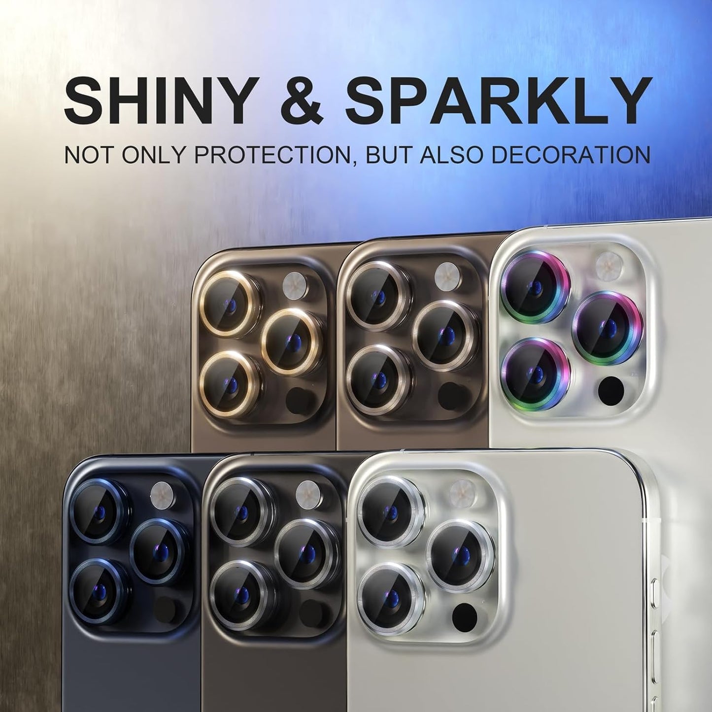 AIG Camera Lens Protector for iPhone 16 Pro/16 Pro Max/15 Pro/15 Pro Max /14 Pro/14 Pro Max β 9H Glass, Metal Ring-Silver