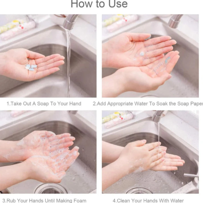 AIG Portable Paper Soap Sheets – 3 Pcs Travel Mini Soap (Random Color)