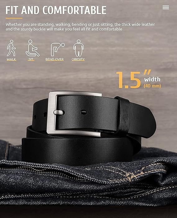Creature Formal/Casual Black Color Genuine Leather Belts For Men (Length- 46 inches||40MM||BL-040-BLK) (BLACK)