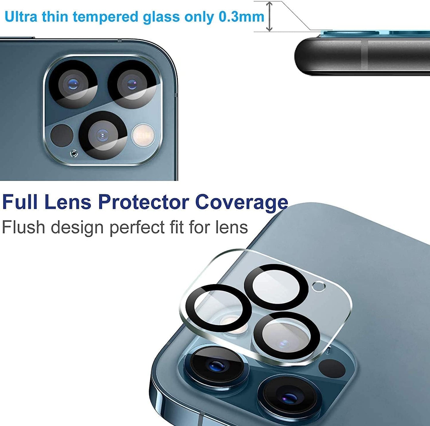 AIG Camera Lens Protector Compatible with iPhone 15 Pro & 15 Pro Max, 9H Tempered Glass Camera Cover, Ultra HD, Anti-Scratch, Case Friendly (Transparent)