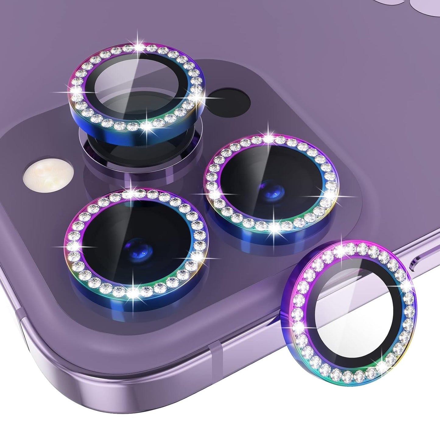 AIG iPhone 14 Pro/14 Pro Max Camera Lens Protector Bling – Colorful Diamond