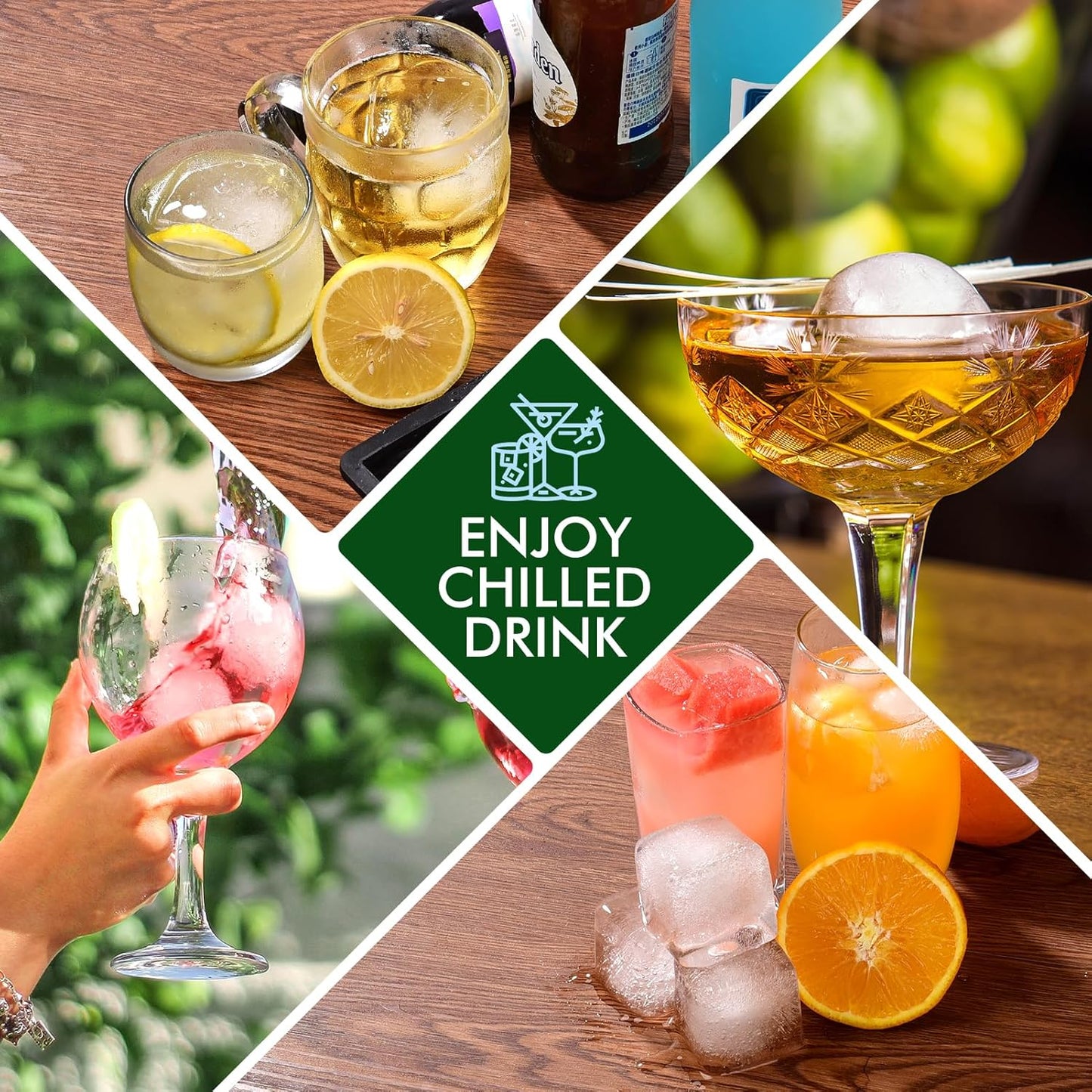 AIG Ice Cube 02 Pack Tray with Lid – 6 Large Square Silicone Molds for Whiskey, Cocktails, Juice & Coffee