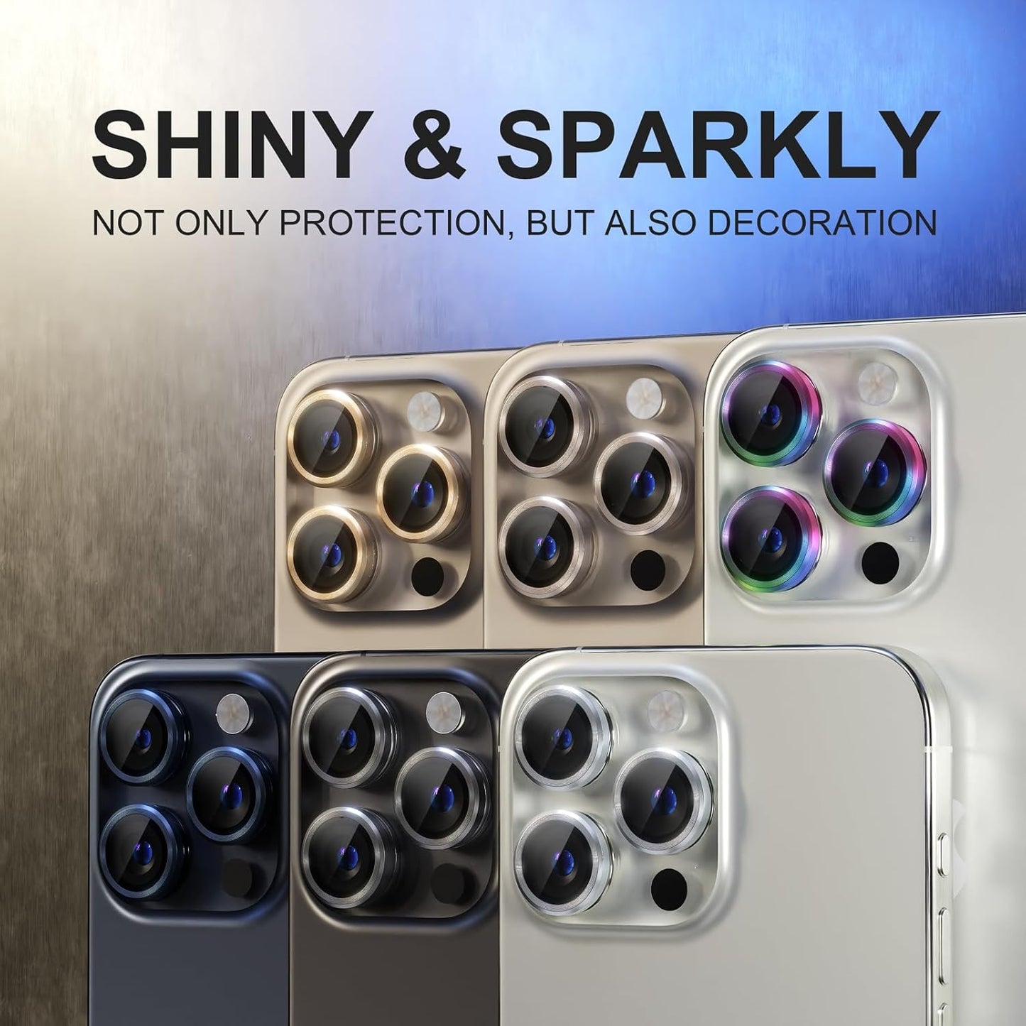 AIG Camera Lens Protector for iPhone 15 Pro/15 Pro Max & iPhone 14 Pro/14 Pro Max β 9H Glass with Metal Ring β Gold