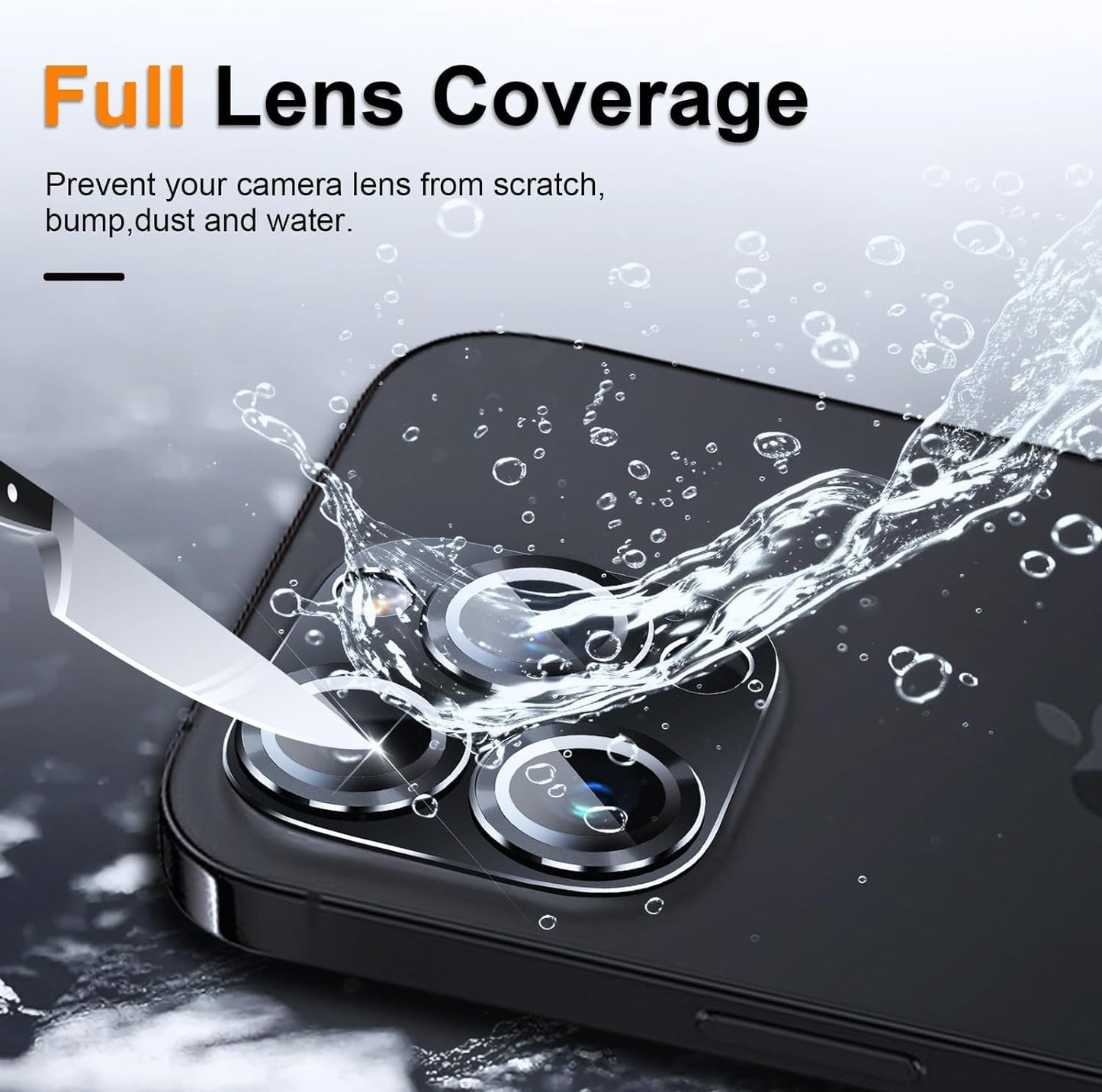 AIG Camera Lens Protector for iPhone 15 Pro/15 Pro Max & iPhone 14 Pro/14 Pro Max β 9H Glass with Metal Ring β Silver Diamond