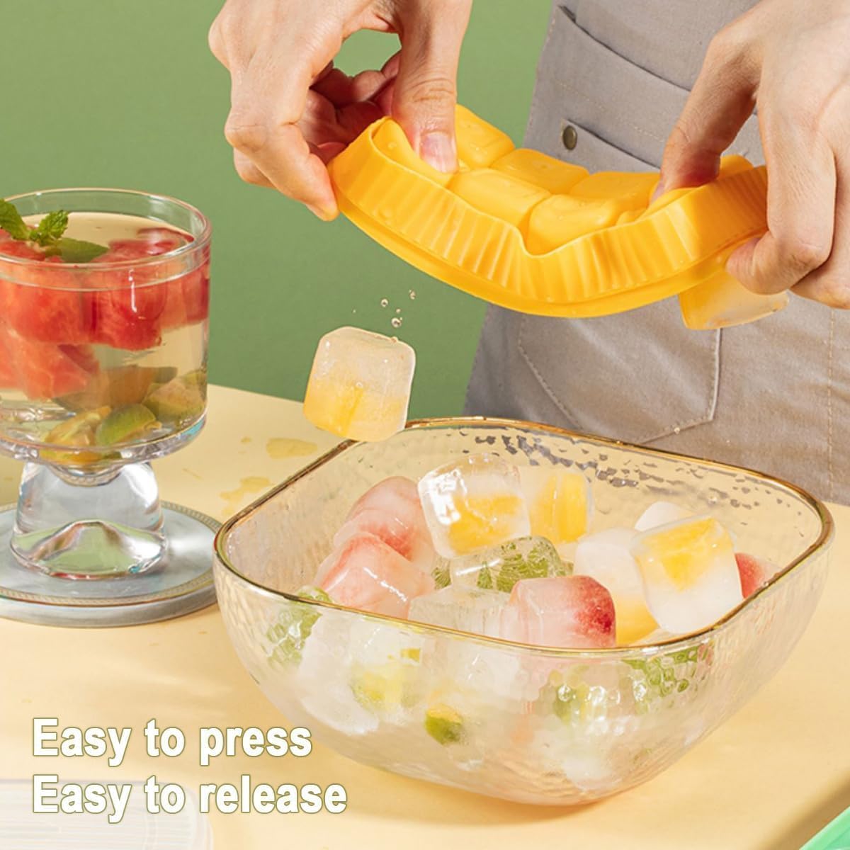 AIG 3 Pack Silicone Ice Cube Tray with Lid – 8 Large Cavities, Flexible Easy Release, BPA Free (Color as per Stock Available)