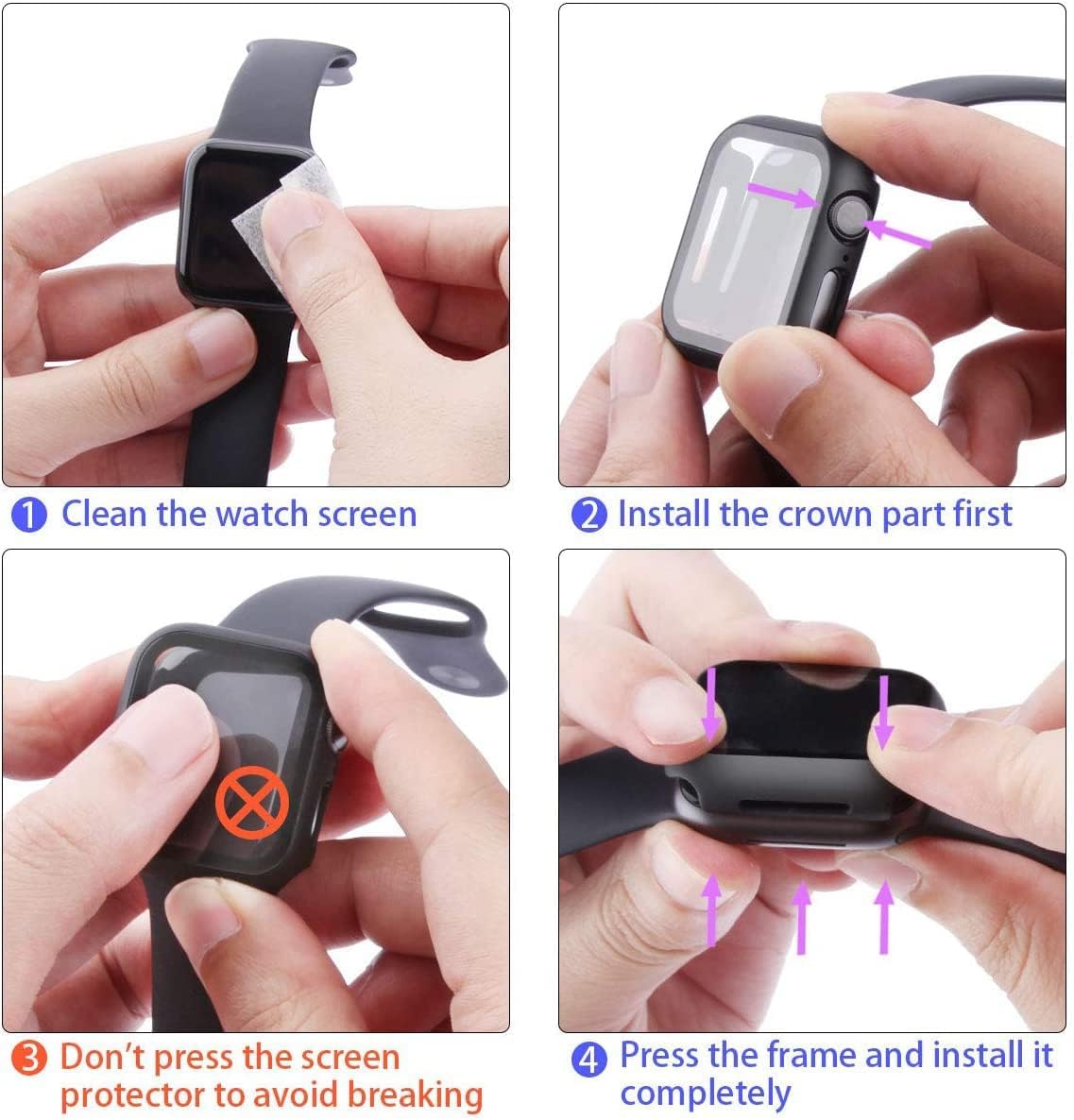 AIG 2-Pack Apple Watch 45mm Case with Tempered Glass β Series 9/8/7, Ultra-Thin Transparent Cover
