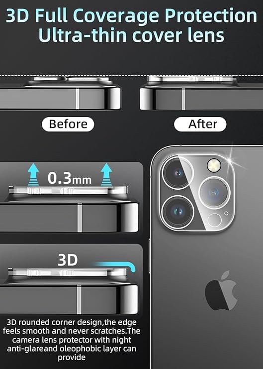 AIG 2 pack Camera Lens Protector compatible for iPhone 16 pro/16 pro max /15 Pro&15 Pro Max, 9H Hardness Tempered Glass Camera Cover, Ultra HD, Anti-Scratch, Case Friendly (Transparent)
