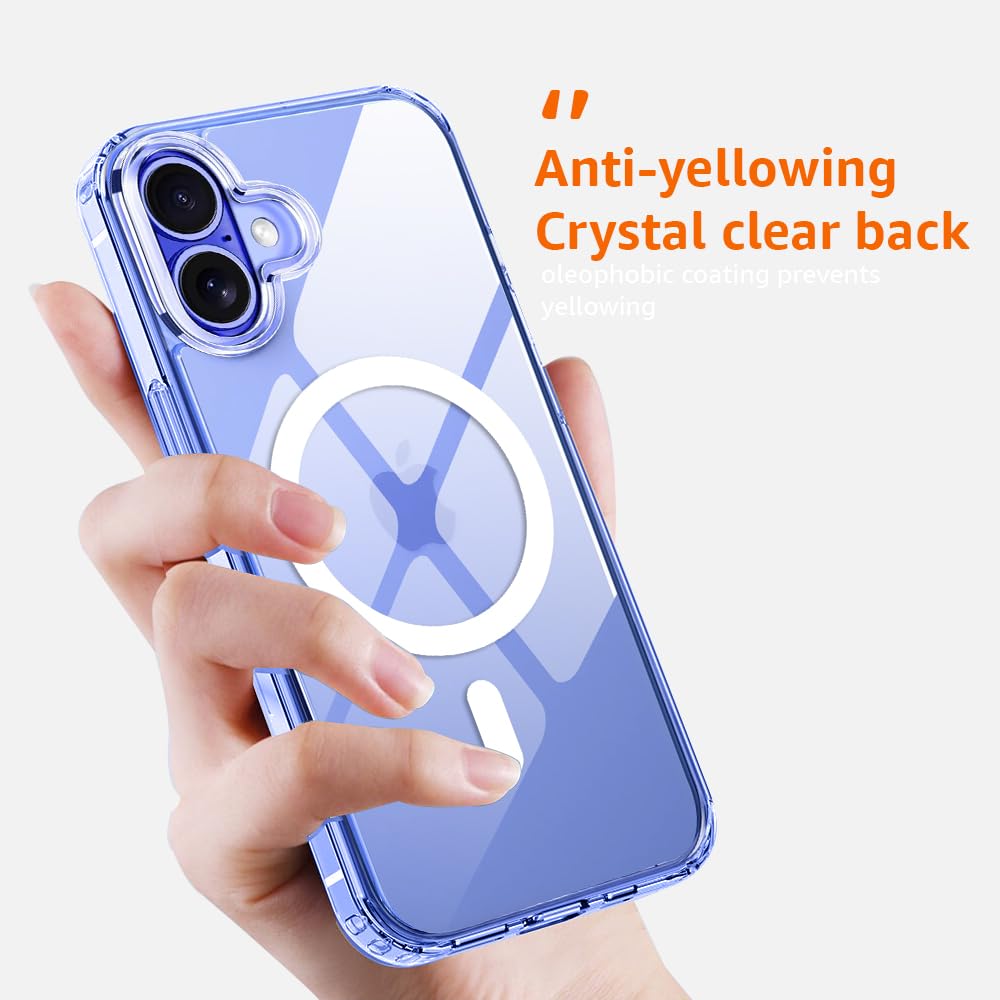 AIG MagSafe Case for iPhone 16 – Clear Hybrid Back Cover with Camera & Drop Protection