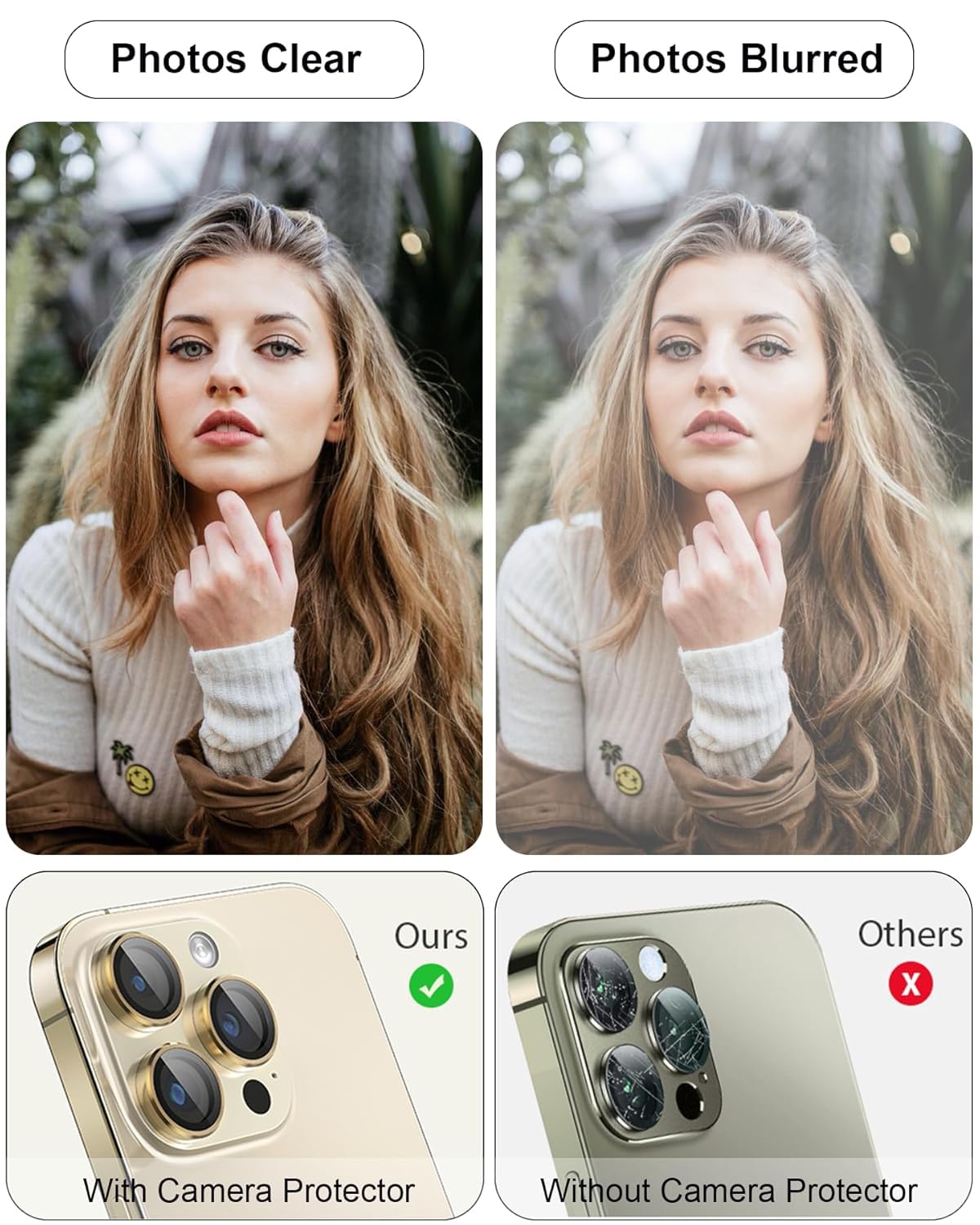 AIG Camera Lens Protector for iPhone 15 Pro/15 Pro Max – UHD 9H Glass, Titanium Gold