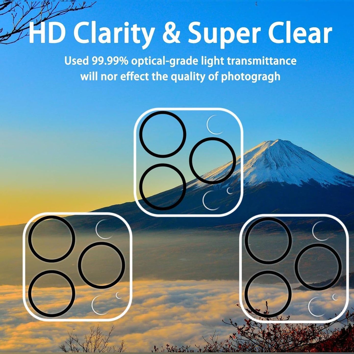 AIG Camera Lens Protector Compatible with iPhone 15 Pro & 15 Pro Max, 9H Tempered Glass Camera Cover, Ultra HD, Anti-Scratch, Case Friendly (Transparent)
