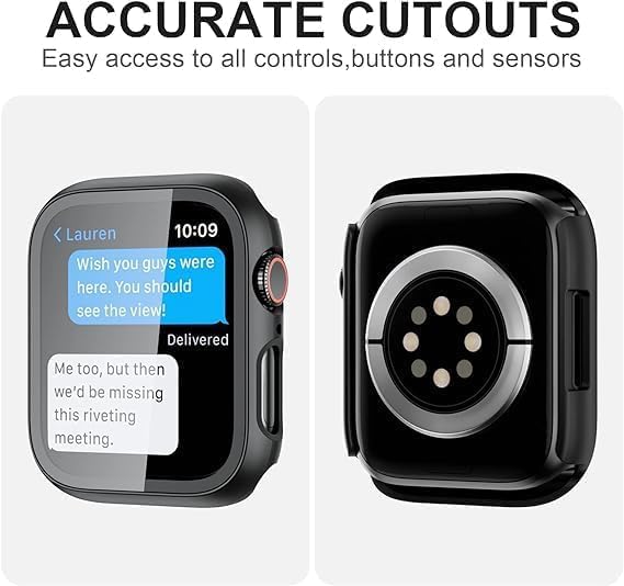 AIG Apple Watch Series 9/8/7 Case 41mm – UHD 9H Tempered Gorilla Glass Screen Protector, Blue