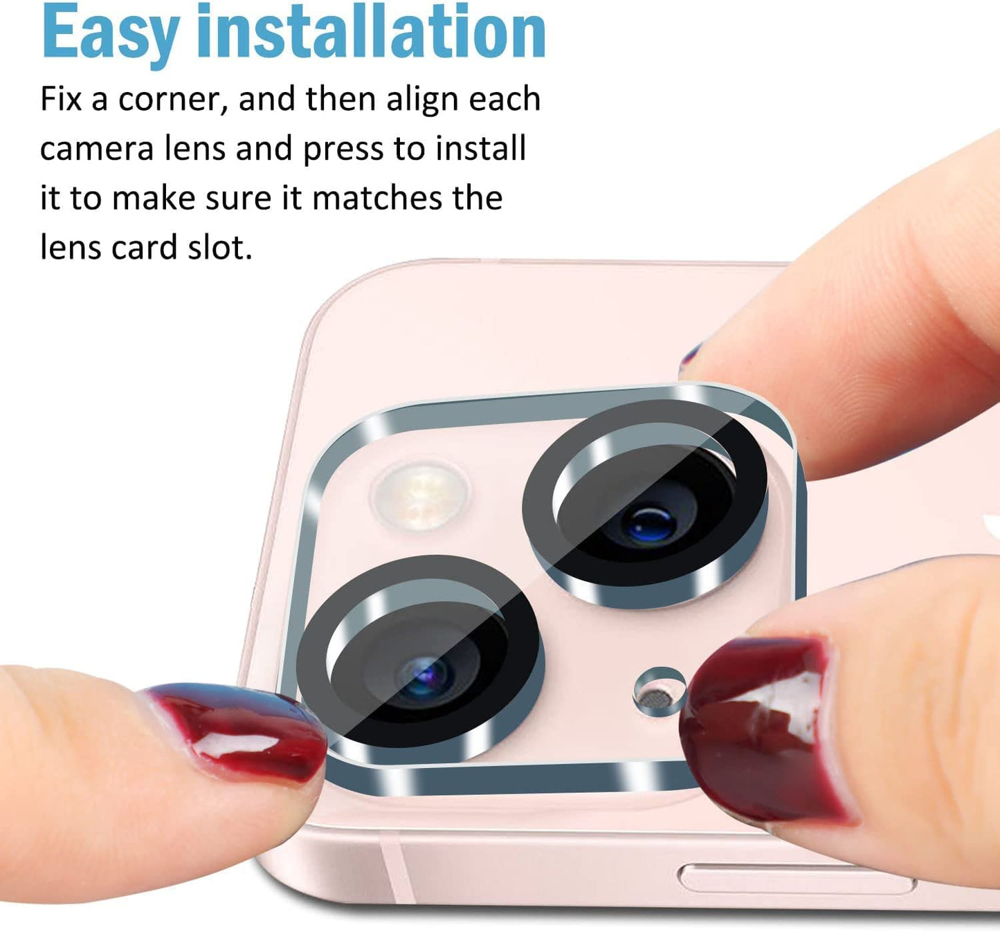 AIG ( 2 PACK) Camera Lens Protector for IPHONE 14/14 PLUS, 15/15 PLUS (TRANSPARENT) UHD 9H Camera Glass, Scratch and Drop Resistant, Easy Self-Installation.