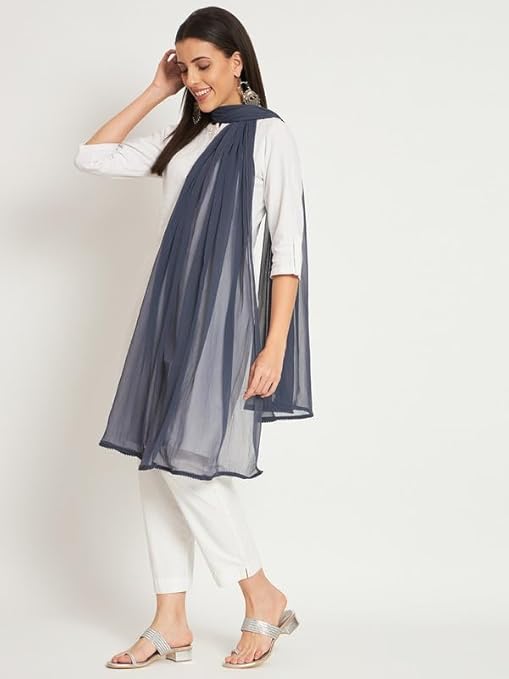 AIG Women’s Pure Soft 100% Chiffon Plain Casual Dupatta – 2.5m | Lightweight for Everyday Styling – Perfect for Festivals, Parties & All Outfits
