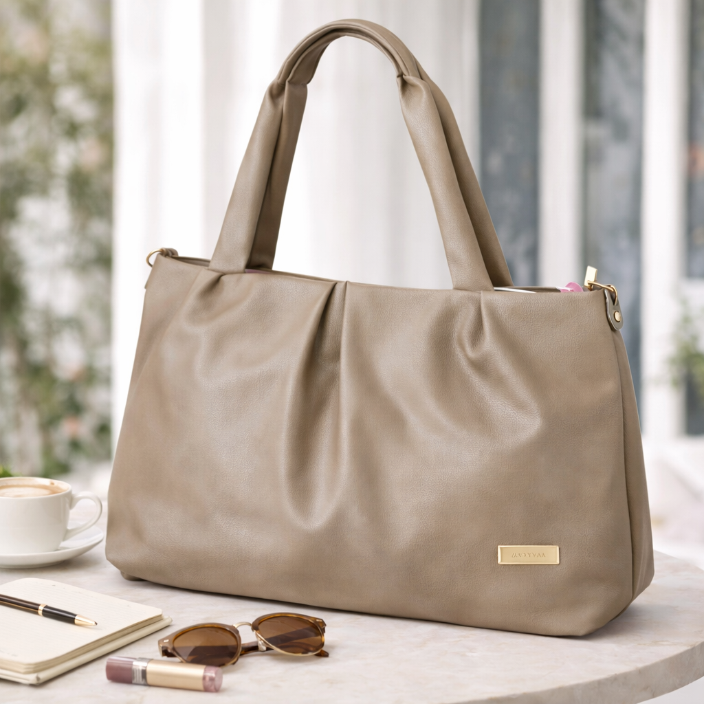 Women's Premium Grey PU Leather Tote Handbag | Large Shoulder Bag with Zipper Closure | Stylish Office, Travel & Everyday Carry Purse