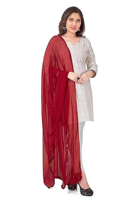 AIG THE FASHION Women’s Chiffon Dupatta – Lightweight Plain Casual Scarf, Wrap & Chunni for Girls