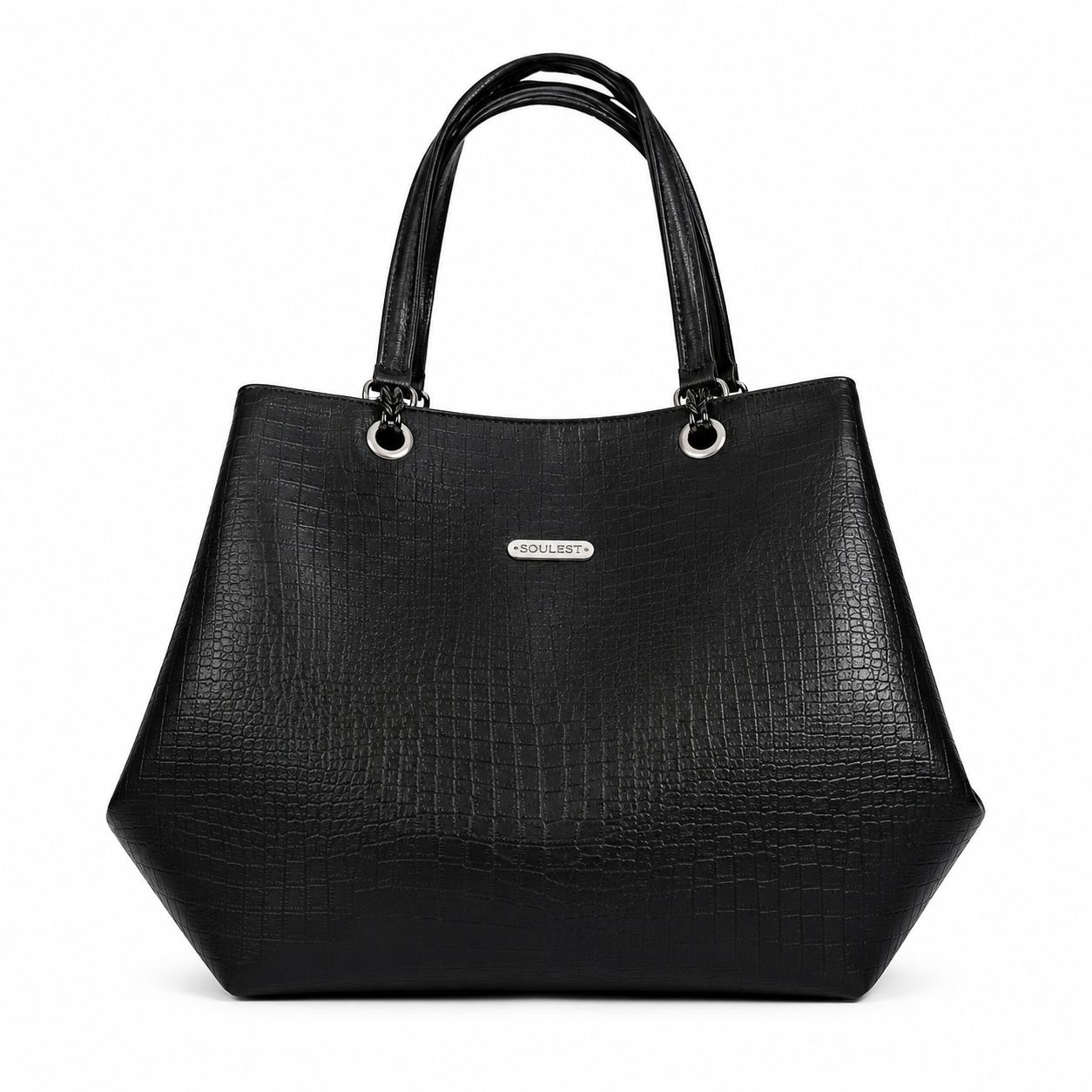 Women's Premium Leatherette Tote Handbag – Large Shoulder Bag with Spacious Compartments | Stylish Office, College, Travel & Everyday Purse (Black)