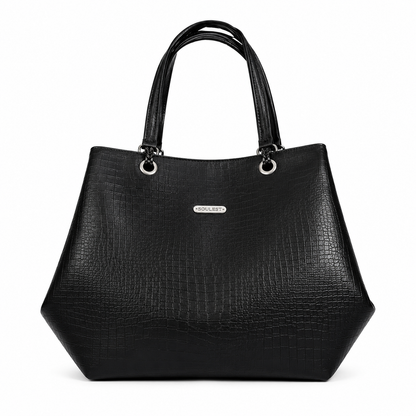 Women's Premium Leatherette Tote Handbag – Large Shoulder Bag with Spacious Compartments | Stylish Office, College, Travel & Everyday Purse (Black)