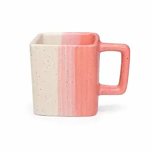 Ceramic Tea Set with Kettle and 6 Square Shape Tea Cup Set with Teapot Stylish Drinkware Set for Tea Coffee Serving Home Kitchen Dining Table Gift Set | Pink