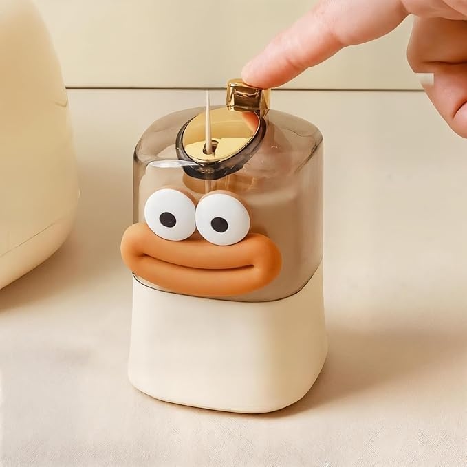 Cartoon Shape Automatic Toothpick Dispenser, Push-On Toothpick Holder, Portable Square Retractable Toothpick Holder, Toothpicks Container for Home, Kitchen & Restaurant