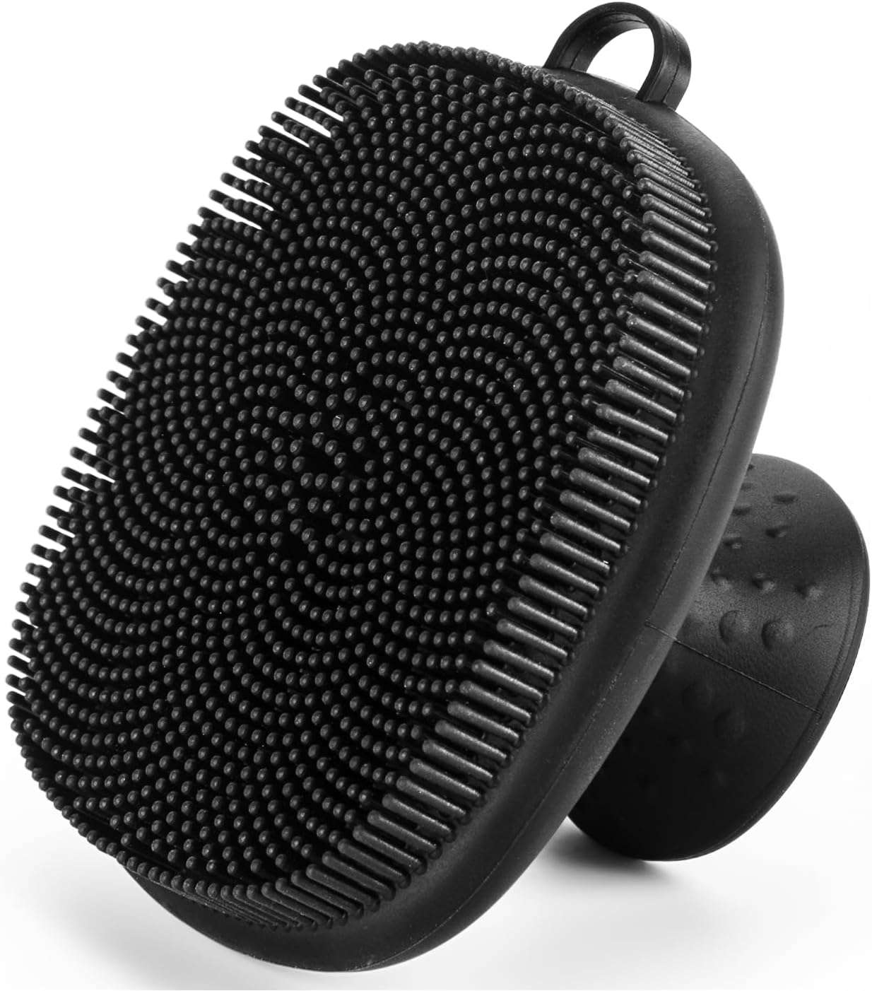 Silicone Bath Body Scrubber for Men & Women – Soft Bristle Shower Brush for Deep Cleaning, Exfoliating & Massage, Easy Grip Design (Black)